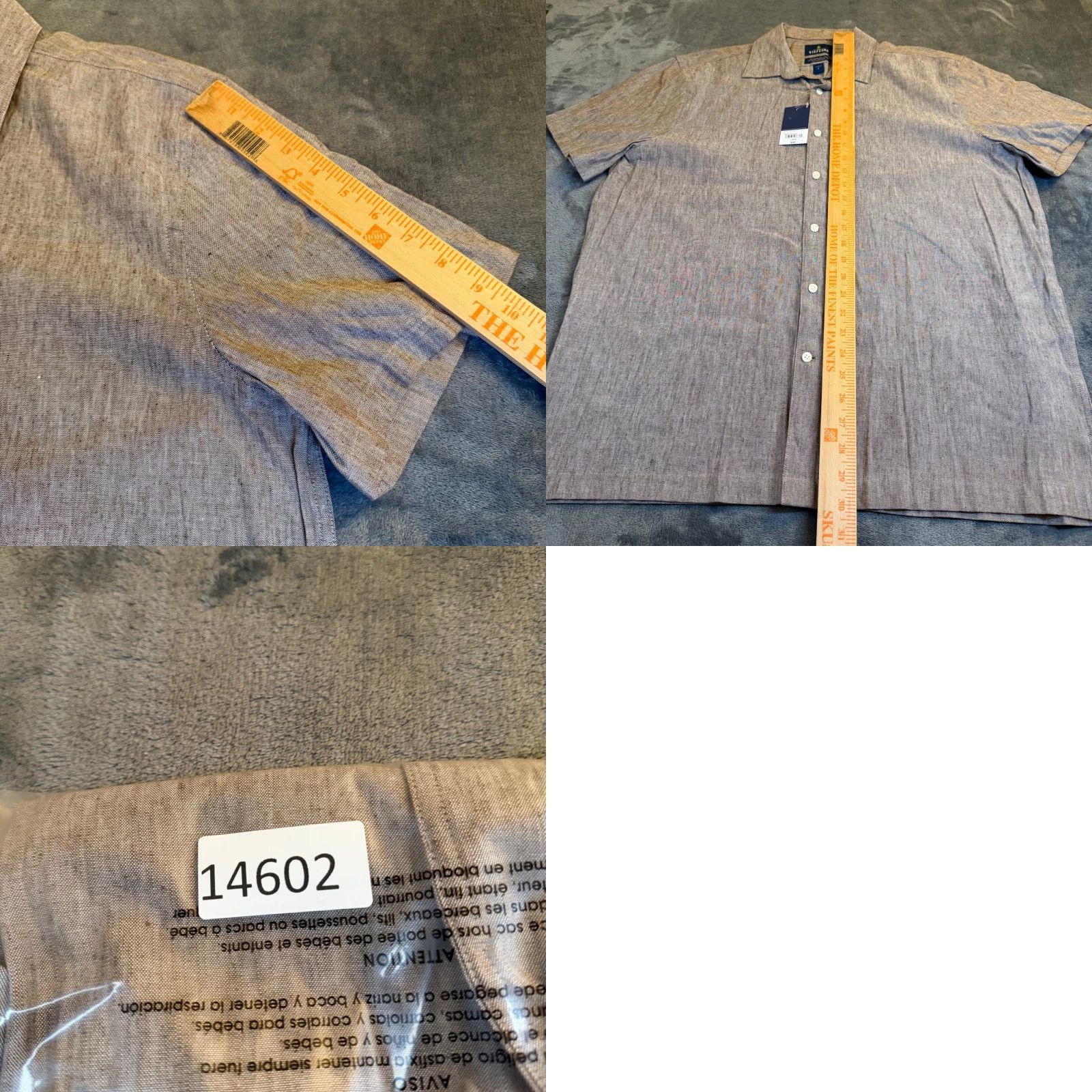 Stafford Stafford Shirt Linen Blend Button-Up Short Sleeve Brown Mens Large NWT Size US L / EU 52-54 / 3 - 8 Thumbnail