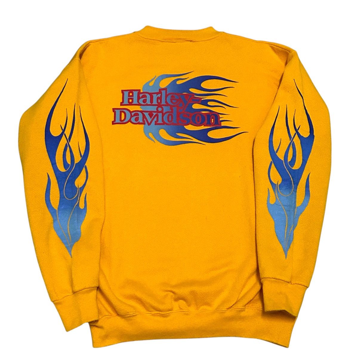 Harley Davidson (L) Vintage 1990s Harley Davidson Blue Flame Sleeve RARE Size US L / EU 52-54 / 3 - 1 Thumbnail