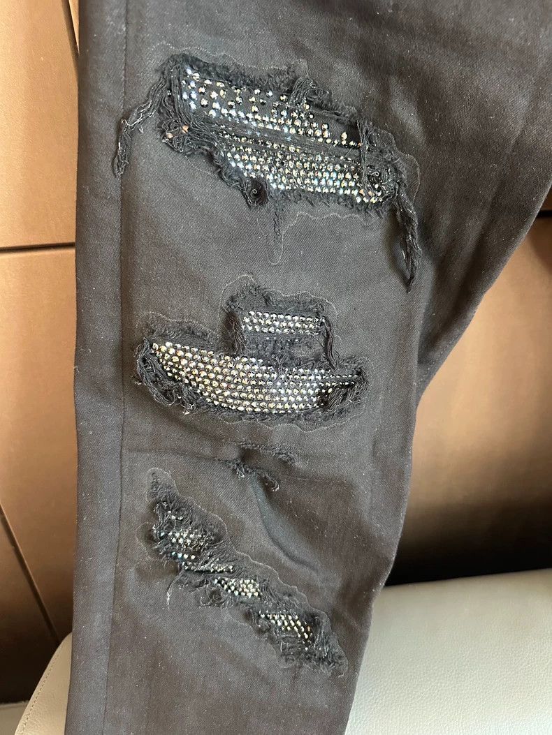 Amiri Amiri Black Diamond Crystal Destroy Jean Size US 34 / EU 50 - 2 Thumbnail