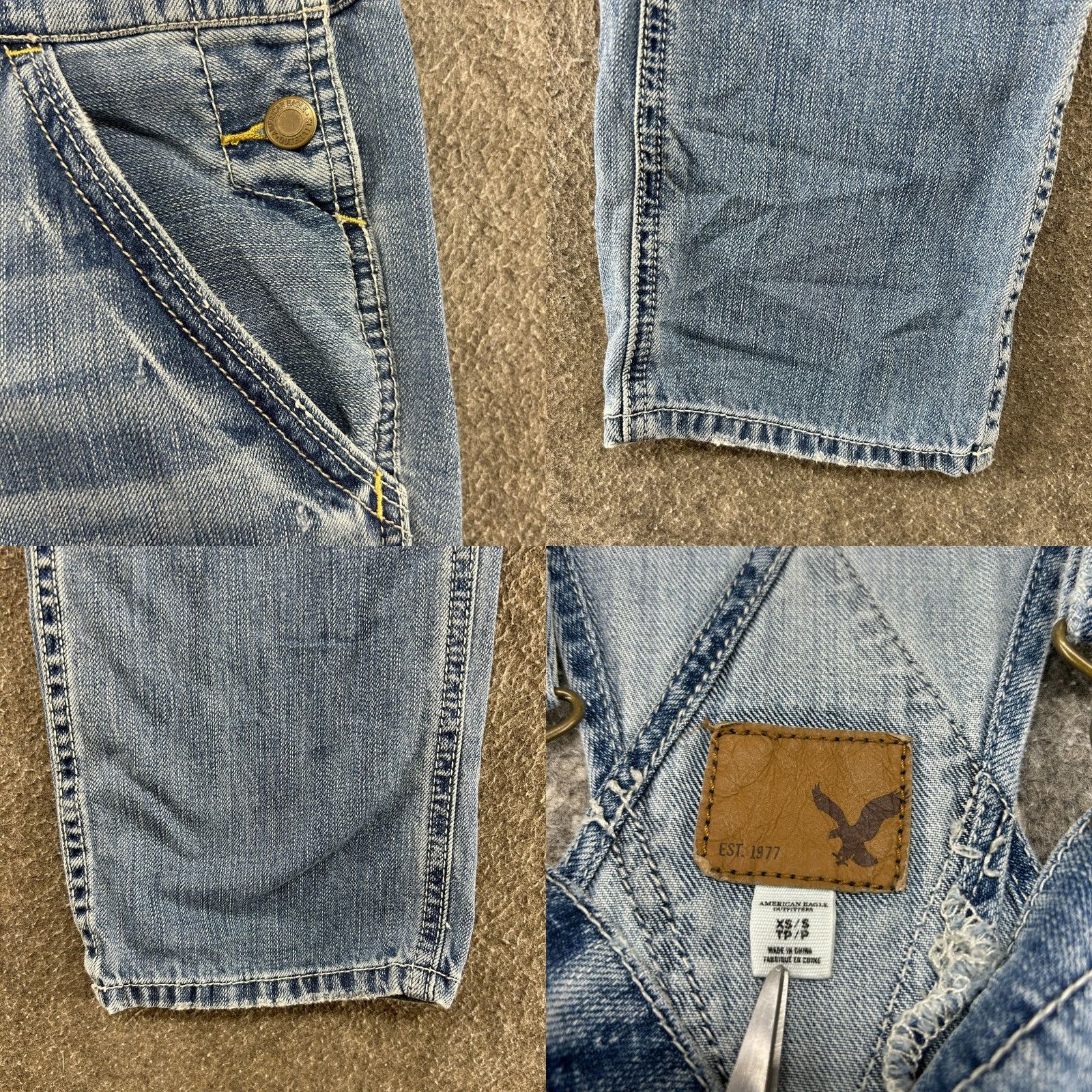 American Eagle Outfitters VINTAGE American Eagle Outfitters Overall Womens XS Blue Denim Distressed One-Piece 90s Retro Casual Workwear Sleeveless Pockets Size 26" / US 2 / IT 38 - 8 Thumbnail