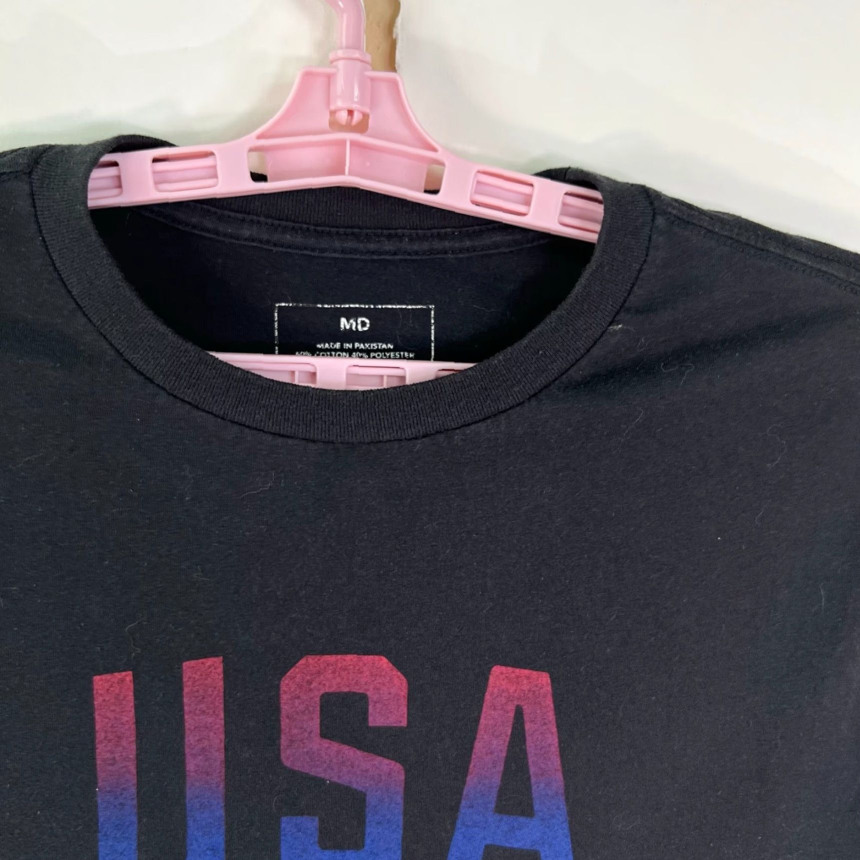 Vintage USA T Shirt Adult M Black Short Sleeve Cotton Blend Mens 90s USA Pattern Graphic Print Size US M / EU 48-50 / 2 - 3 Thumbnail