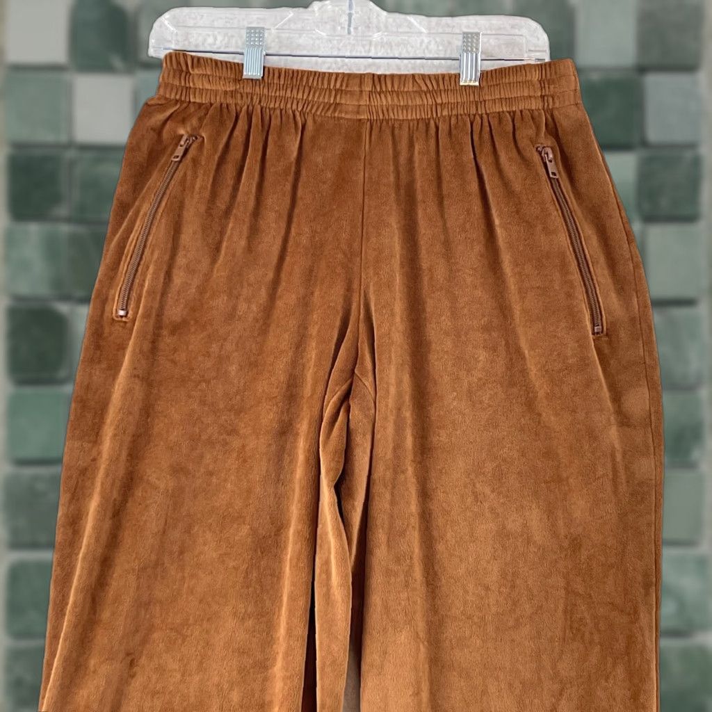 SKIMS SKIMS Brown Velour Track Style Pants Womens Medium Pull On Wide-Leg Stretch Casual Size 32" / US 10 / IT 46 - 1 Thumbnail