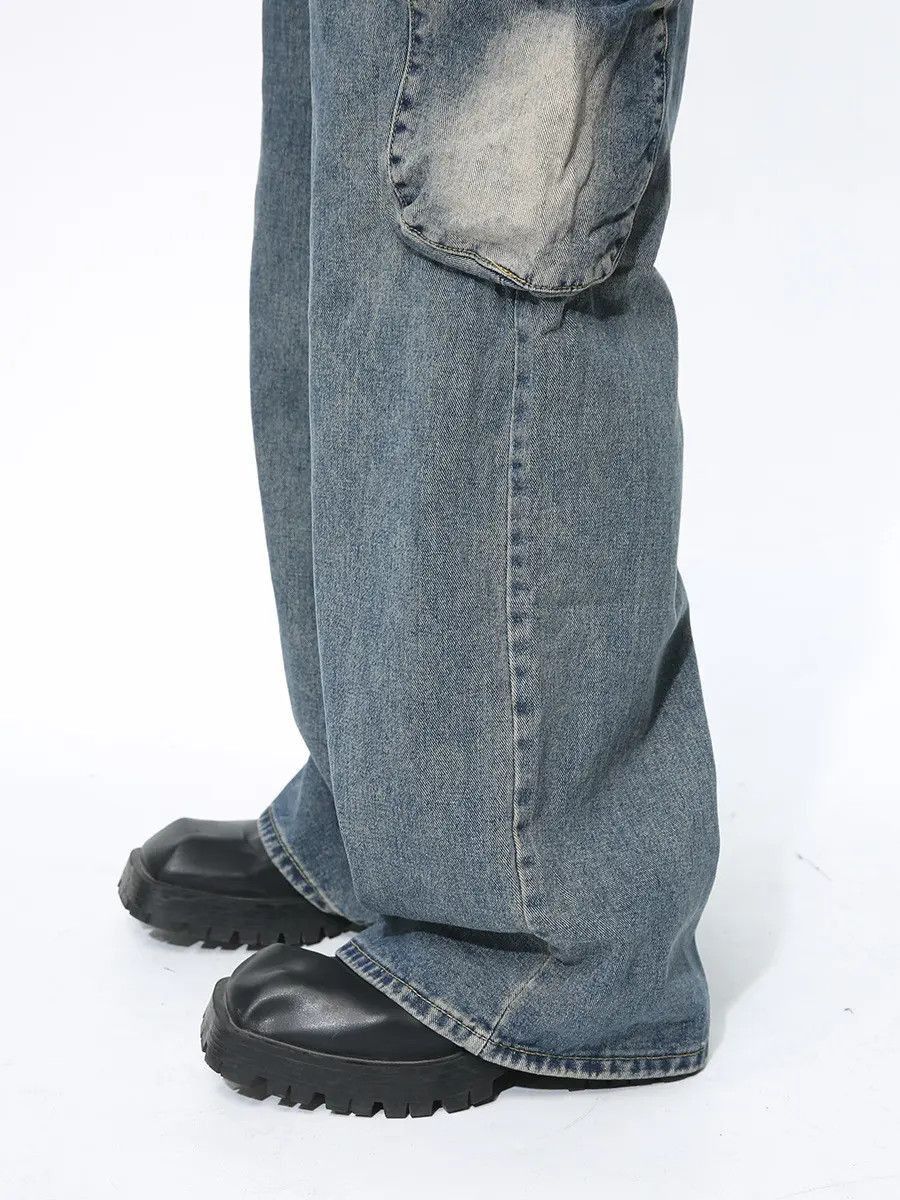 Japanese Brand Retro loose washed straight leg jeans Size US 32 / EU 48 - 4 Thumbnail