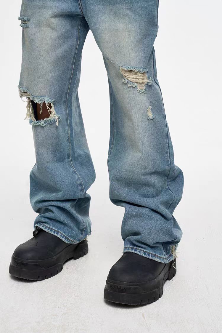 Japanese Brand × Jean Vintage street hip-hop washed and aged ripped design jeans Size US 36 / EU 52 - 6 Thumbnail