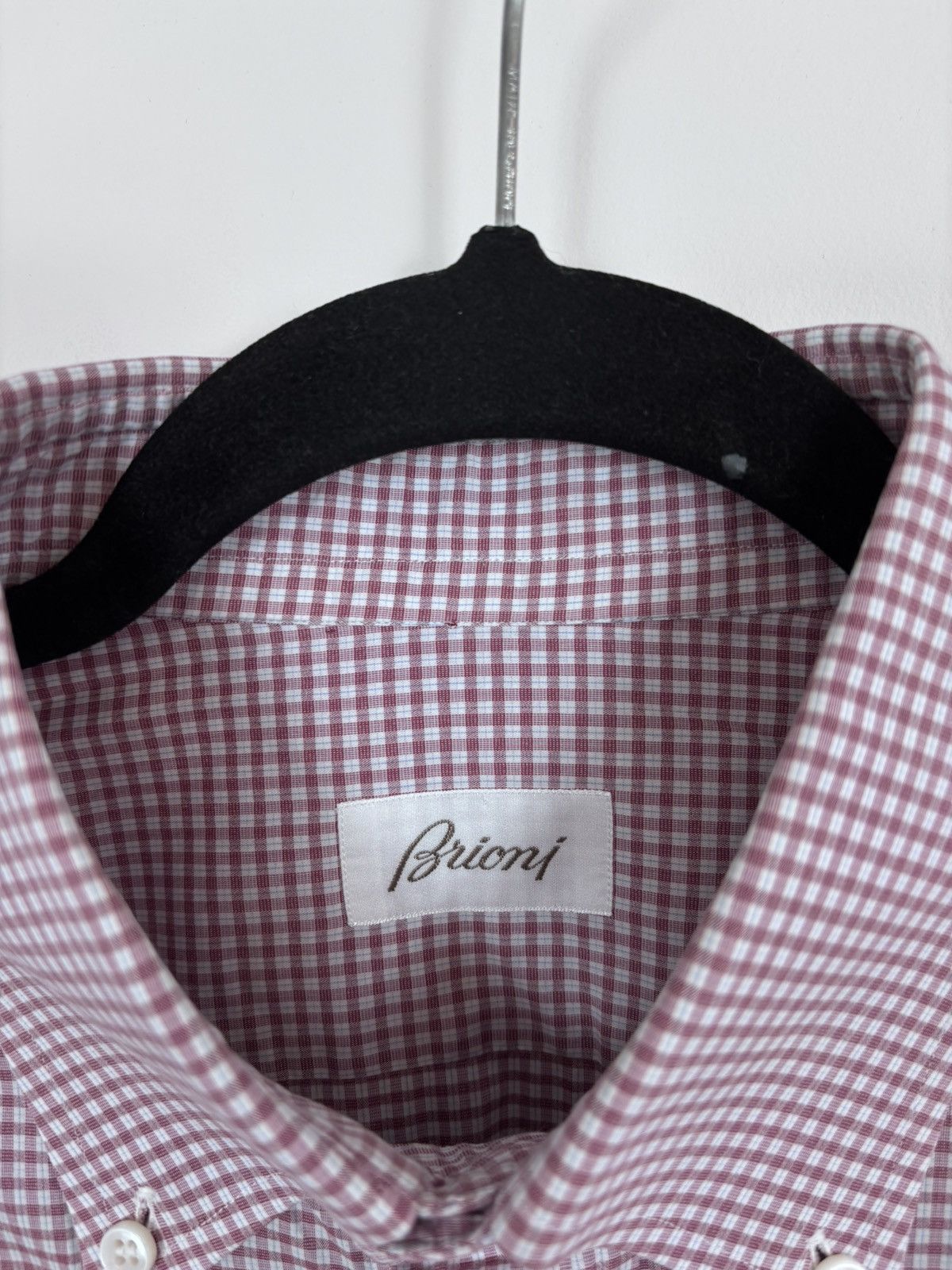 Brioni Brioni Men’s Micro Check Pink Button Down Long Sleeve Shirt Size US L / EU 52-54 / 3 - 8 Thumbnail