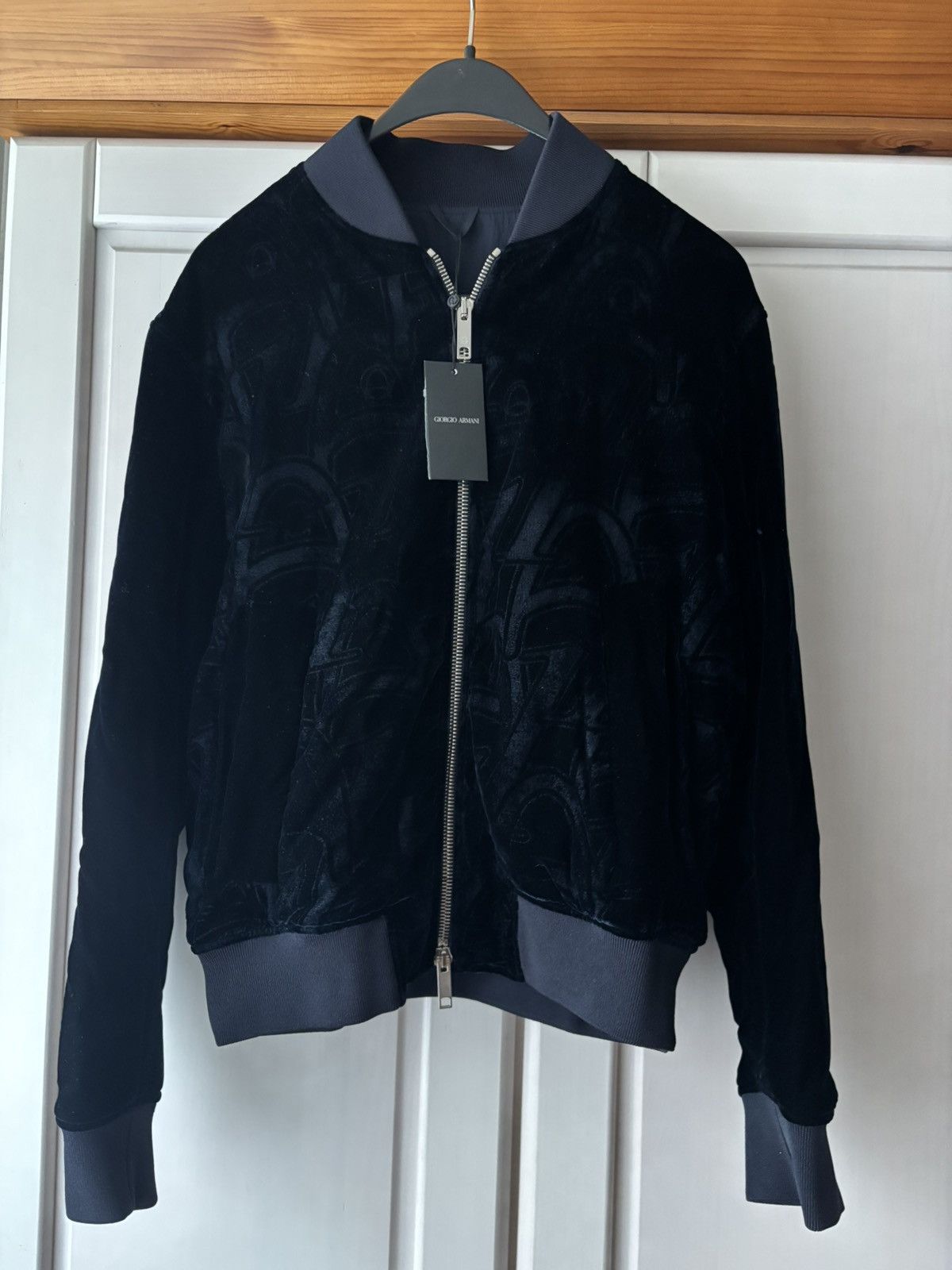 Giorgio Armani Giorgio Armani monogram pattern velvet bomber jacket Size US M / EU 48-50 / 2 - 1 Thumbnail