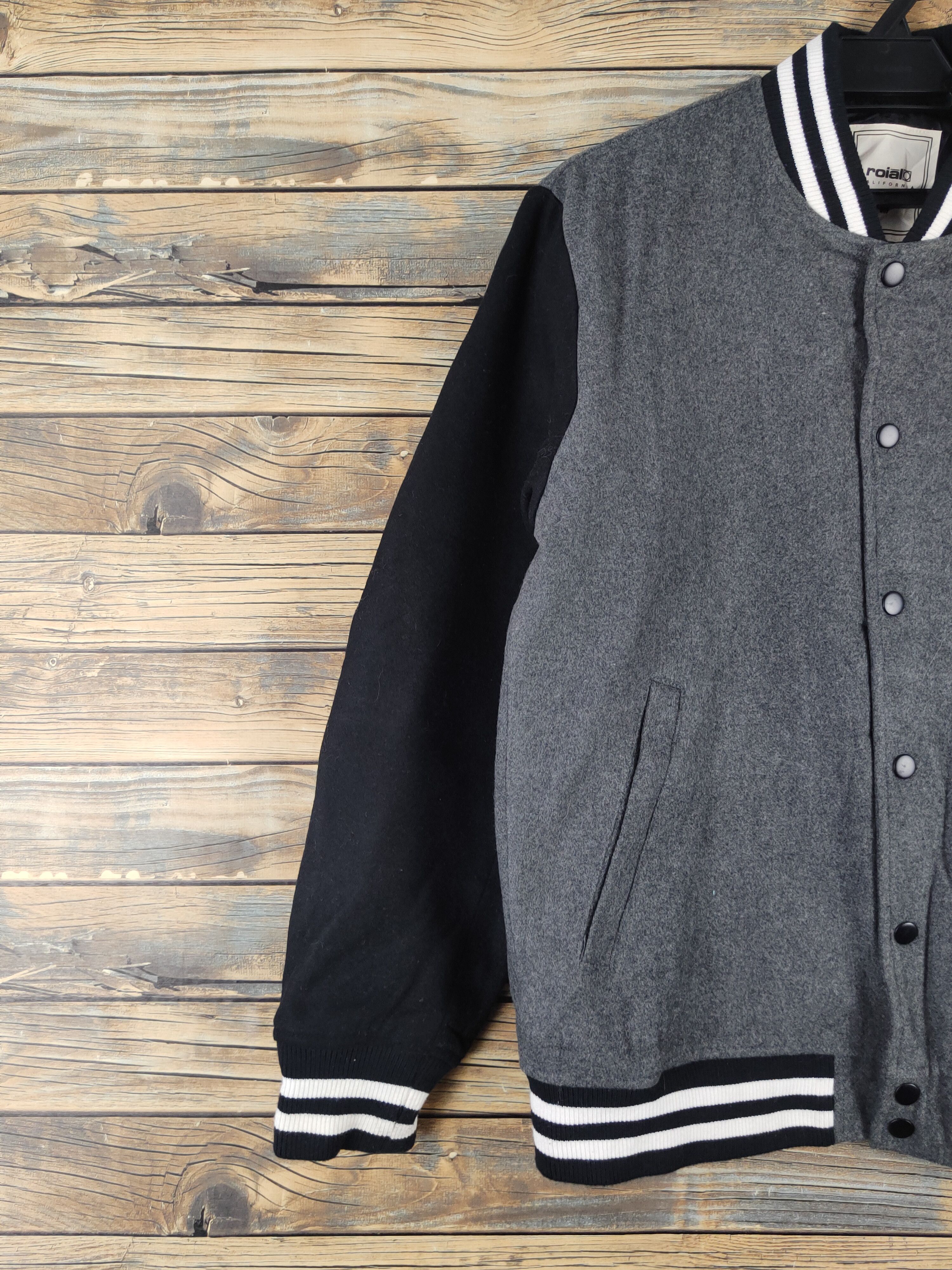 Japanese Brand Roial Dark Gray Wool Varsity Jackets #W2240 Size US M / EU 48-50 / 2 - 3 Thumbnail