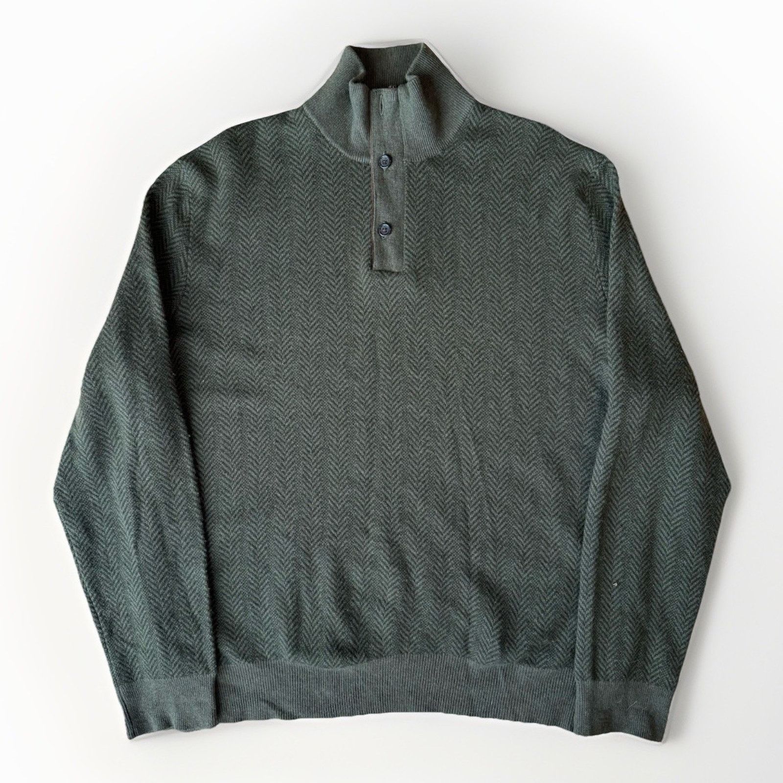 Polo Ralph Lauren Polo Ralph Lauren 1/4 Zip Sweater XL Green Wool Herringbone Size US XL / EU 56 / 4 - 1 Thumbnail