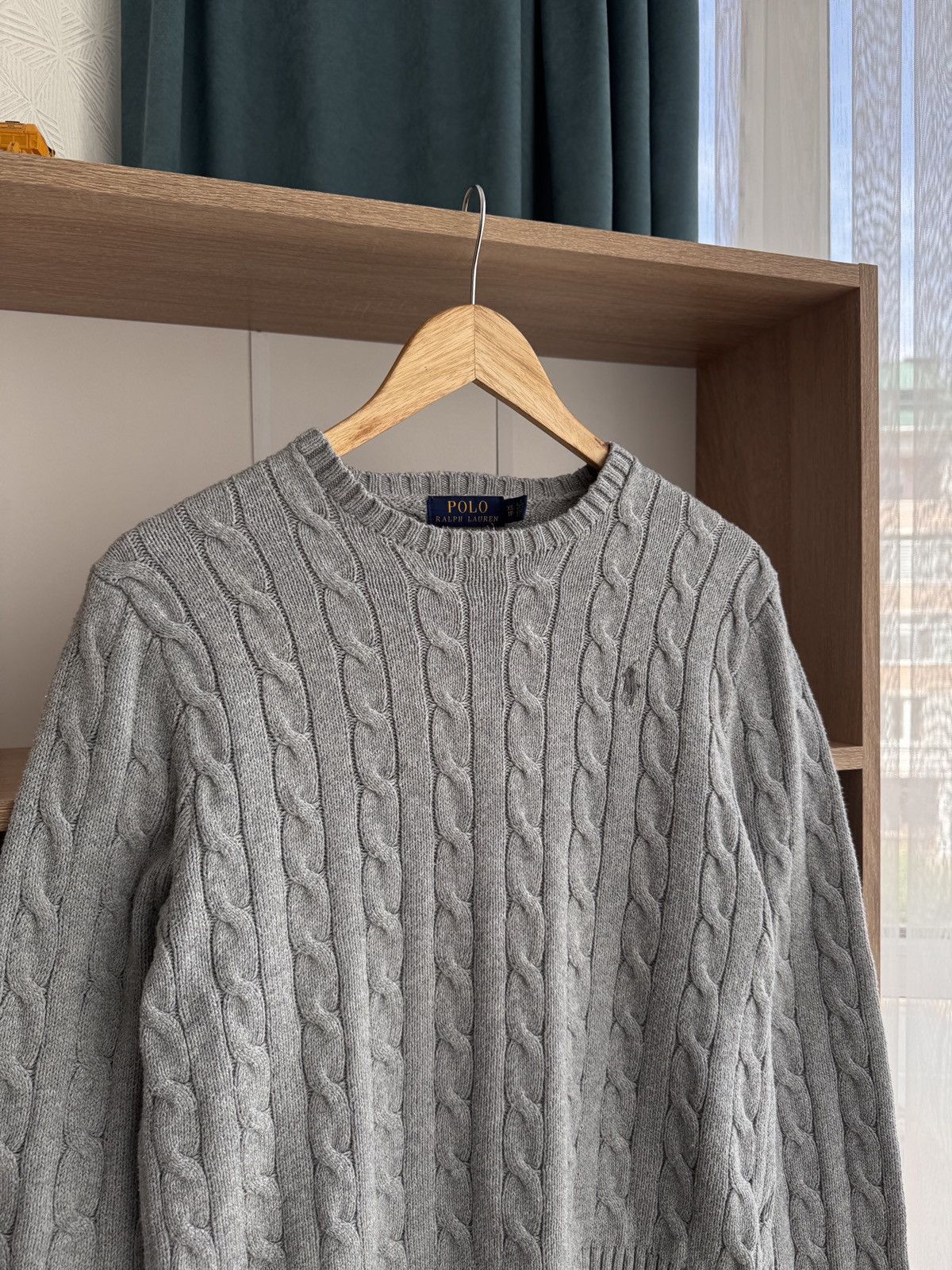 Polo Ralph Lauren × Vintage Vintage Polo Ralph Lauren Grey Old Money Cable Knit Sweater Size S / US 4 / IT 40 - 3 Thumbnail