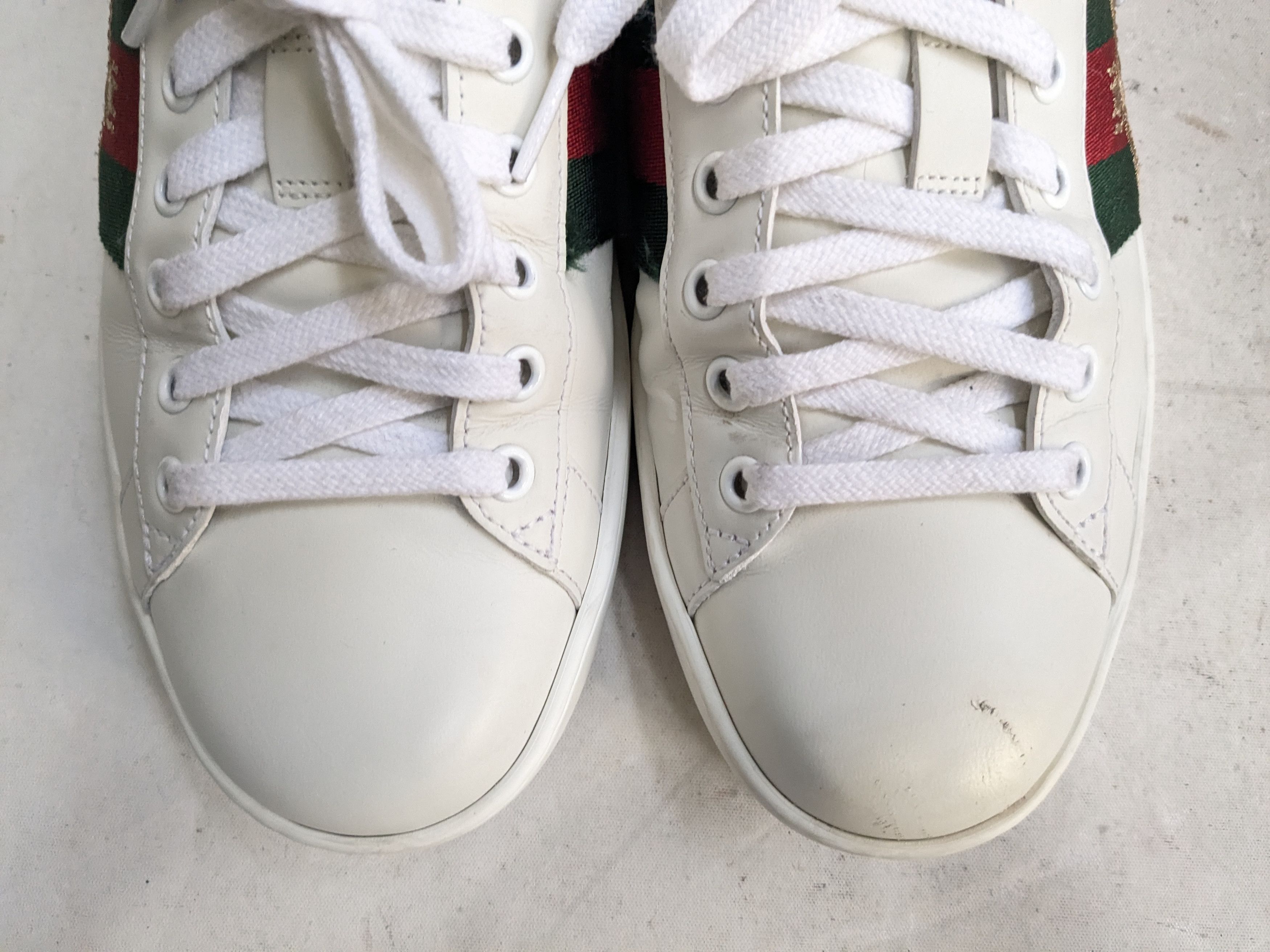 Gucci Gucci Ace White Bee Leather 8 Low Tops Web Elastic Size US 8 / EU 41 - 5 Thumbnail