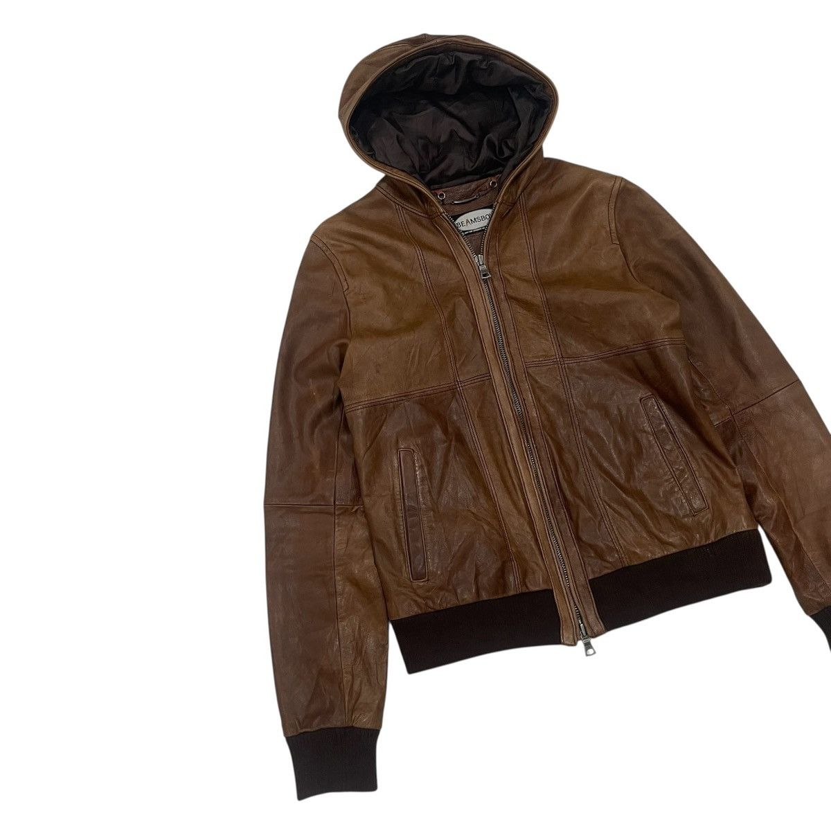 Beams Plus Vintage Beams Lamb Leather Hoodie Jacket Size S / US 4 / IT 40 - 6 Thumbnail