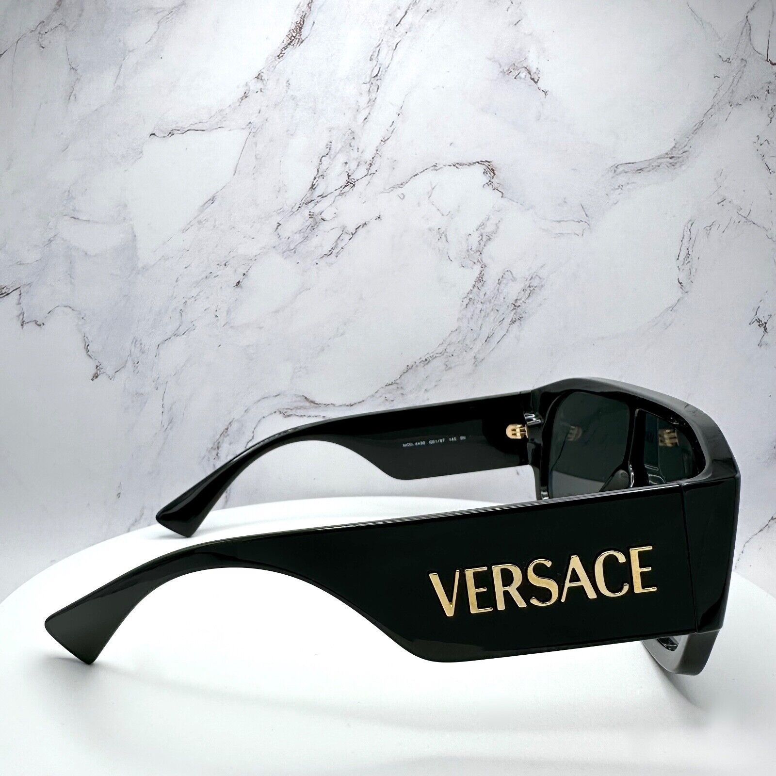 Versace New VERSACE Sunglasses Black Aviator Wrap Shield Runway Gold Size ONE SIZE - 11 Thumbnail