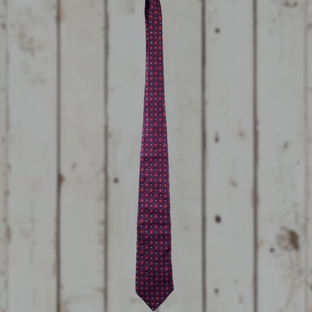 Hugo Boss HUGO BOSS Italy Men's 100% Silk Necktie Purple Red Stars Good Condition Size ONE SIZE - 1 Thumbnail