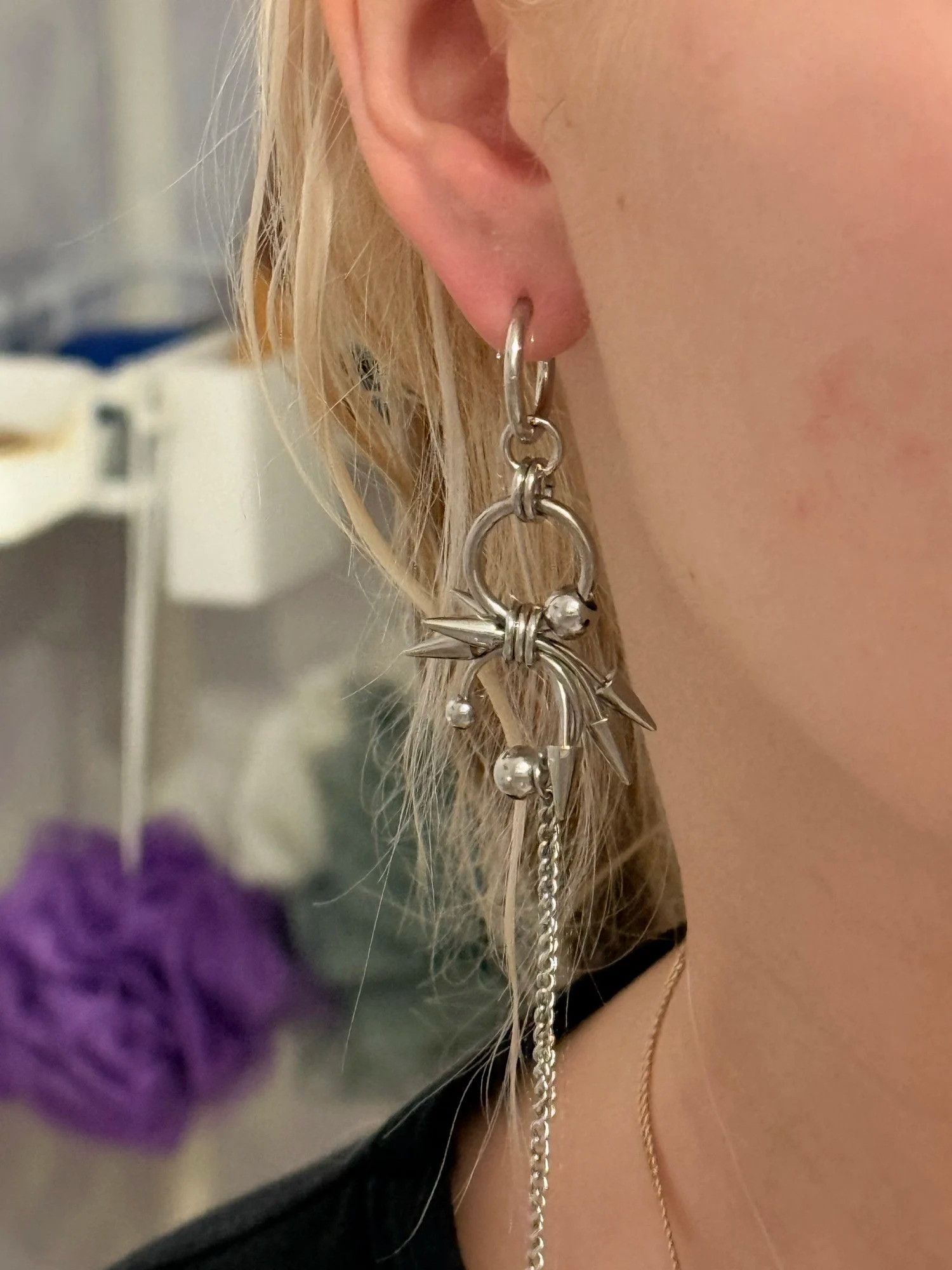 Jewelry Y2k Gothic Hoops Spike Earrings Size ONE SIZE - 3 Thumbnail