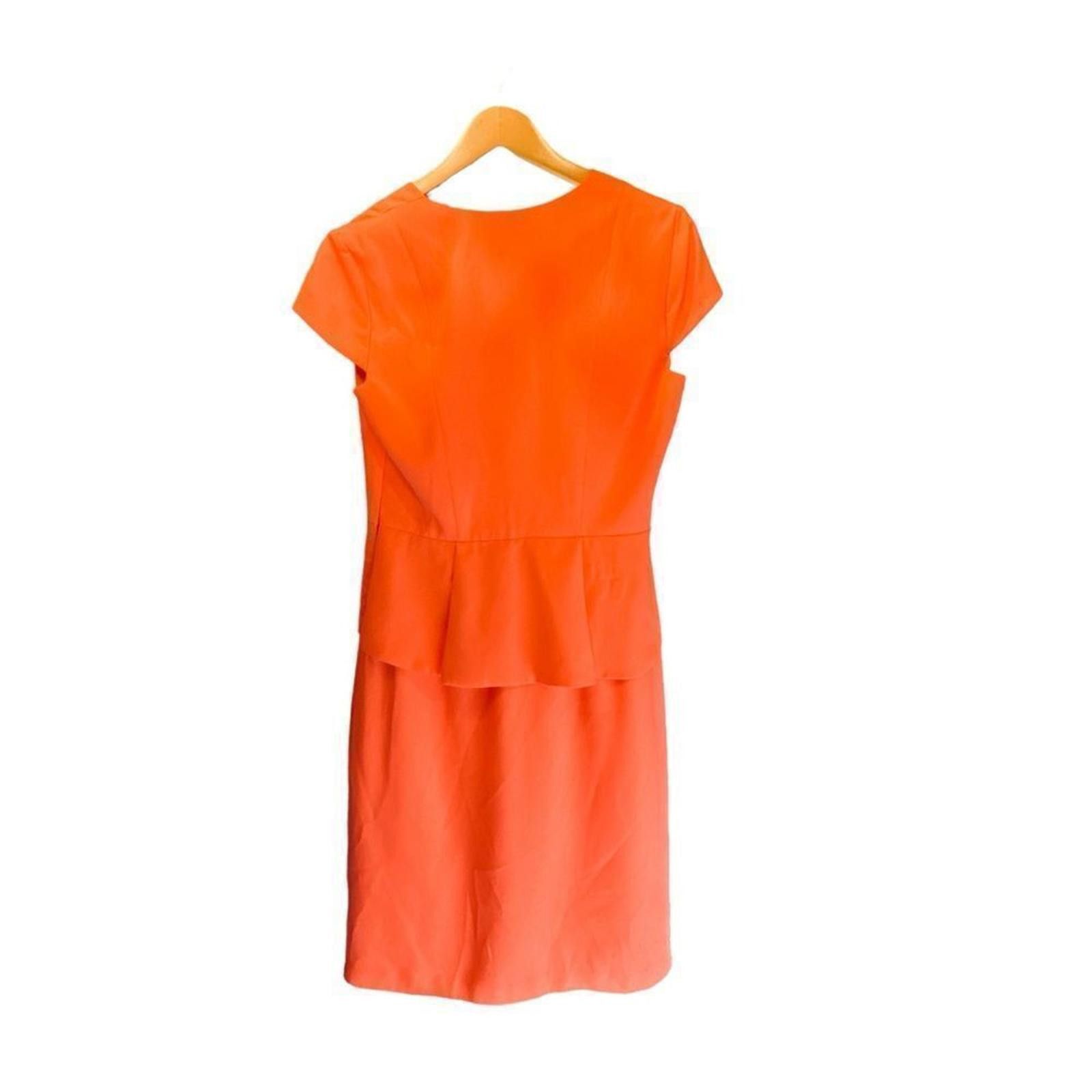 Designer Tahari. Women’s Pastel Orange Ruffle Midi Dress. Size 8. Size M / US 6-8 / IT 42-44 - 7 Thumbnail