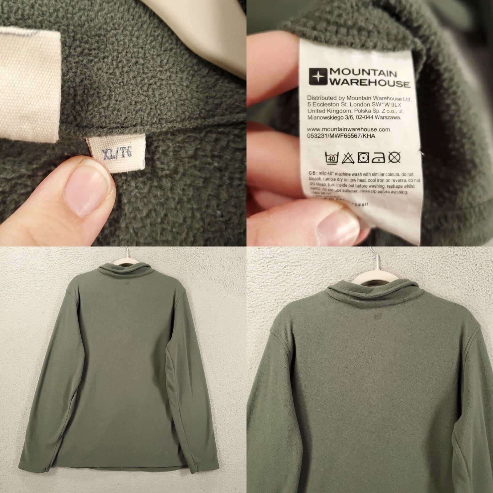 Vintage Mountain Warehouse Mens XL 1/4 Zip Fleece Sweatshirt Pullover Gray Green Shirt Size US XL / EU 56 / 4 - 8 Thumbnail