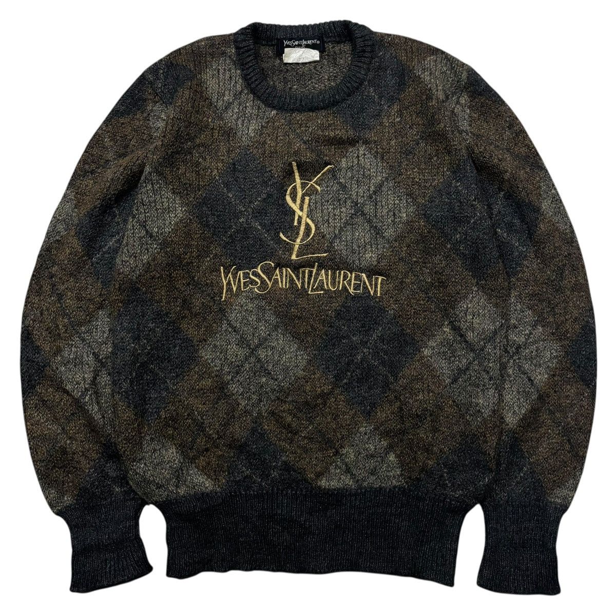 Yves Saint Laurent Vintage YSL Pour Homme Embroidery Knit Sweatshirt Size US L / EU 52-54 / 3 - 1 Thumbnail