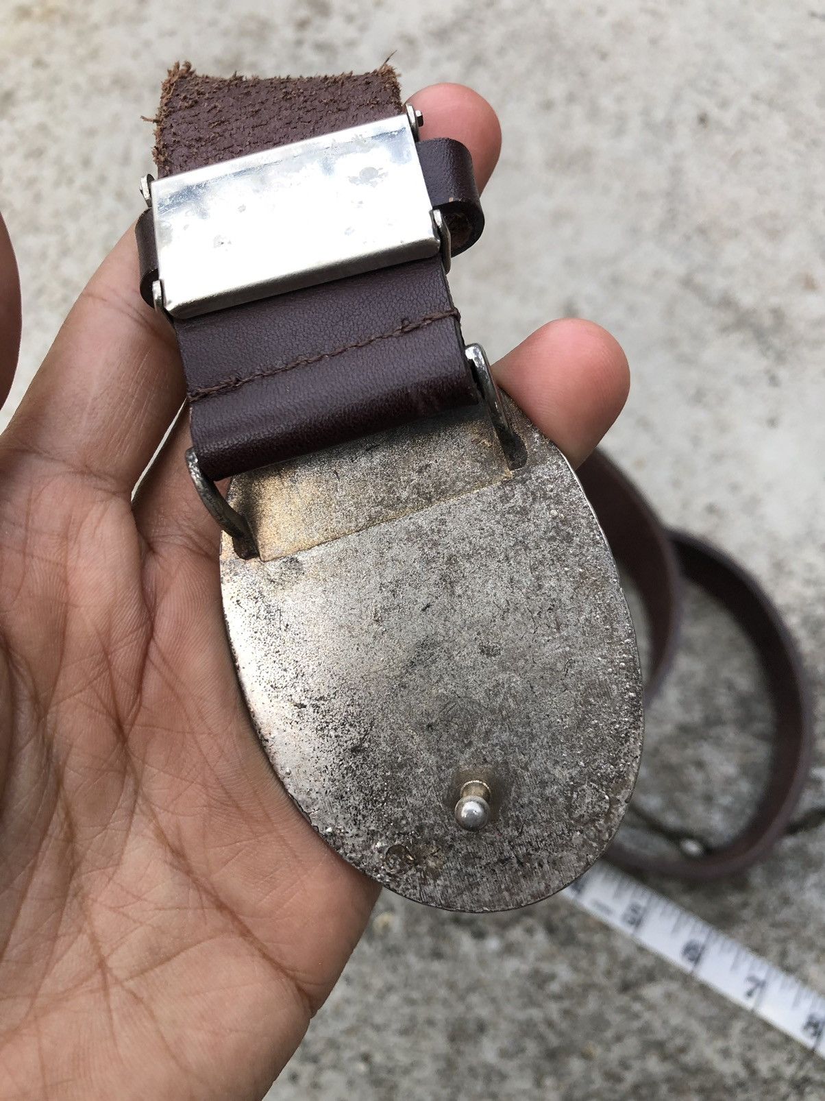 Leather LEATHER BUCKLE BELT Size 34 - 3 Thumbnail