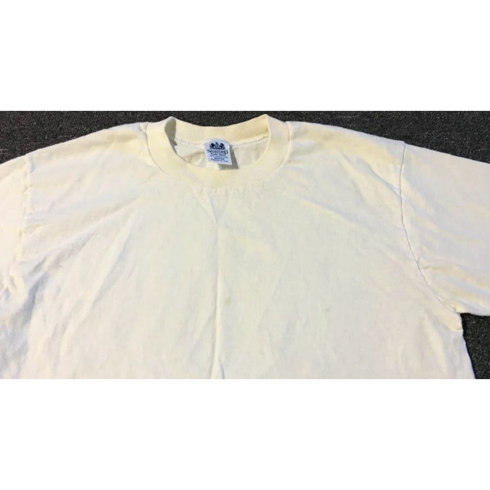 Stafford VINTAGE Stafford Shirt S White 90s Grunge Distressed 100% Cotton Single Stitch USA Mens Girls Womens? Size US S / EU 44-46 / 1 - 5 Thumbnail