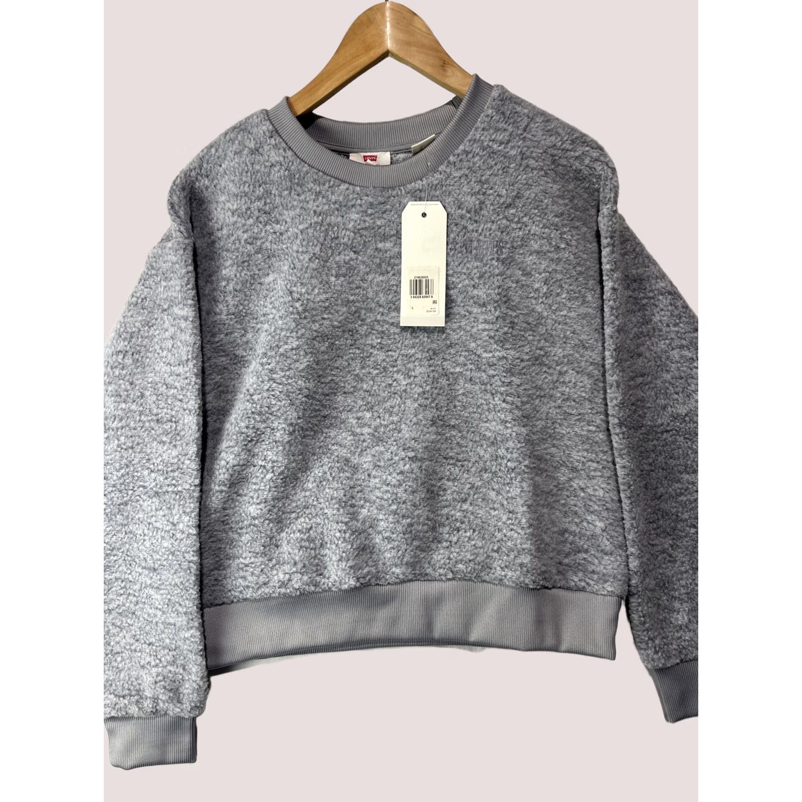 Levi's Levis Sweater Womens Small Gray Meadow Fleece Crew Pullover Sweatshirt Size S / US 4 / IT 40 - 1 Thumbnail