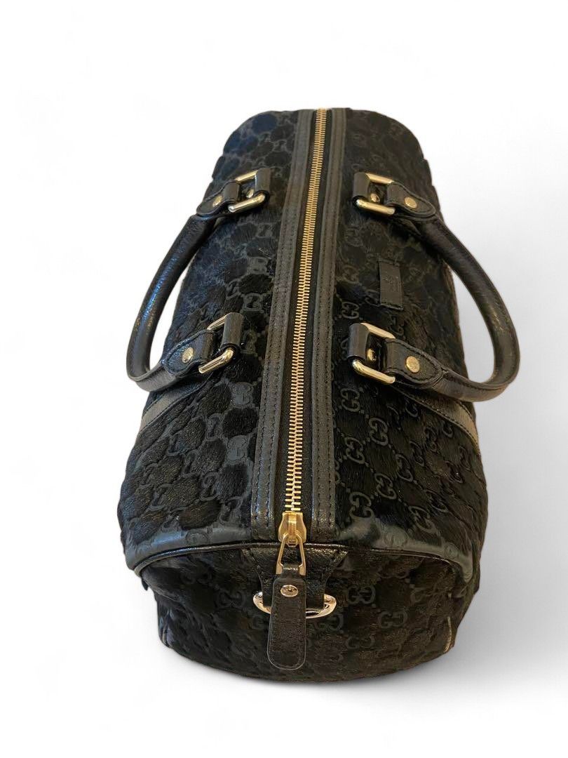 Gucci Gucci - Monogram Boston Bag Mini Trotter Shima Black Fur Size ONE SIZE - 7 Thumbnail