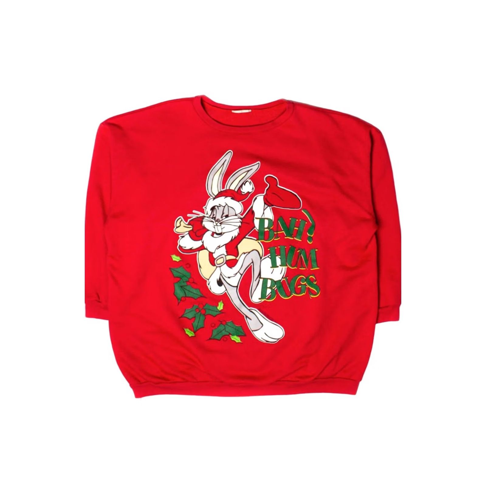 Vintage VINTAGE Bah! Hum Bugs Christmas Sweatshirt Red X-Large Unisex Adults 1995 Pullover Christmas Sweatshirt Mens Womens Size US XL / EU 56 / 4 - 2 Thumbnail
