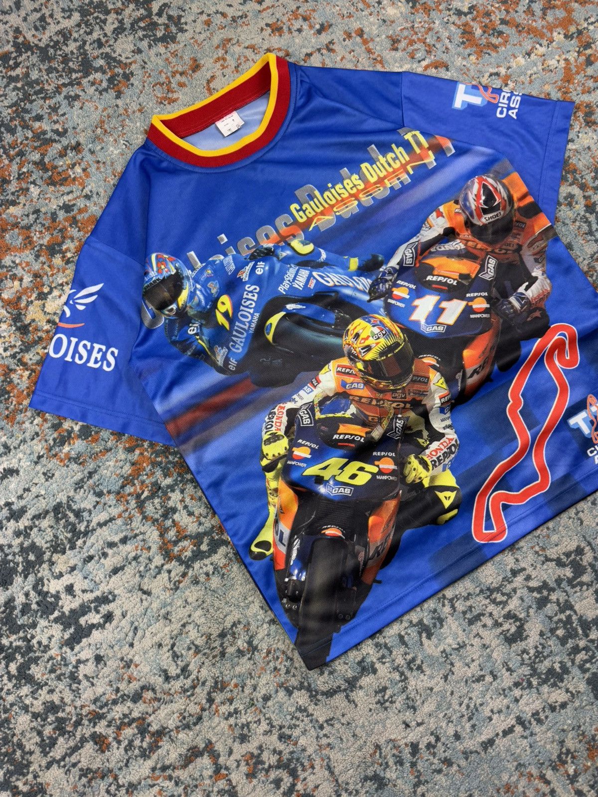 Other Vintage 90s MotoGP Gualoises Dutch TT all over print Jersey Size US M / EU 48-50 / 2 - 3 Thumbnail