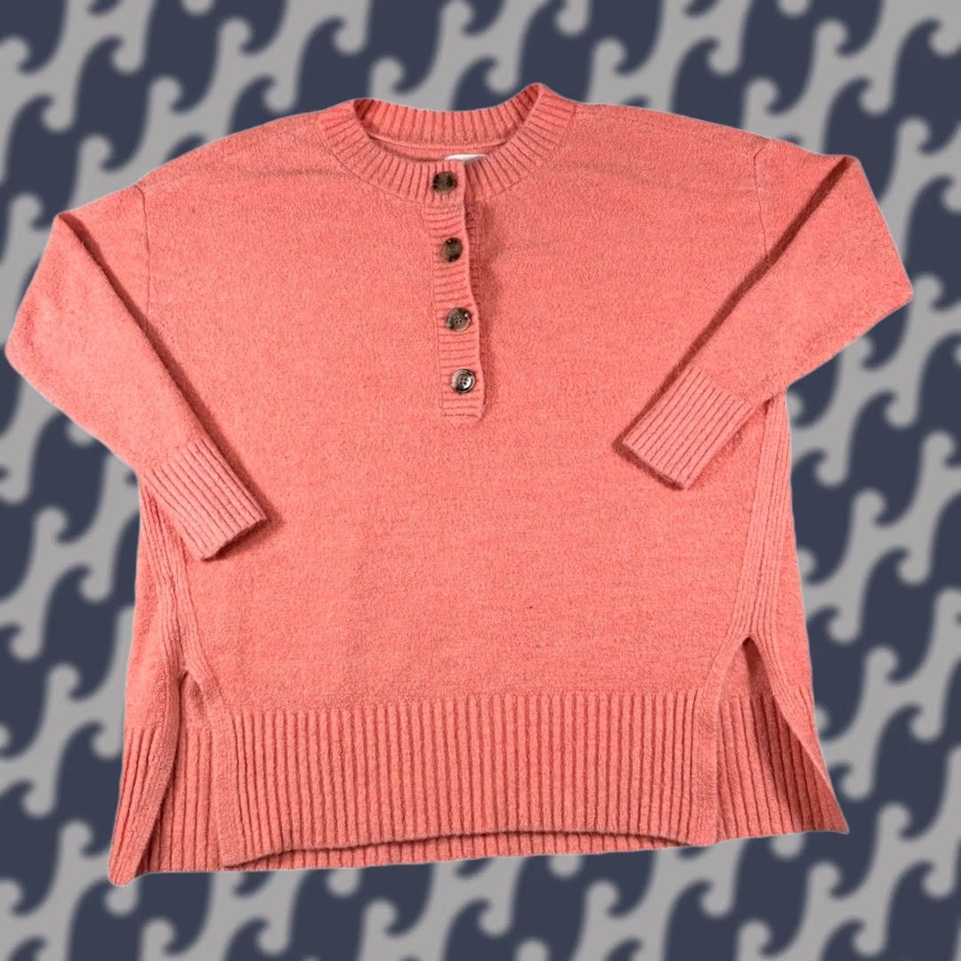 Lou & Grey Lou & Grey Peach Bright Henley Spring Soft Sweater Women’s Size S Orange Crew Neck Long Sleeve Pullover Size S / US 4 / IT 40 - 1 Thumbnail