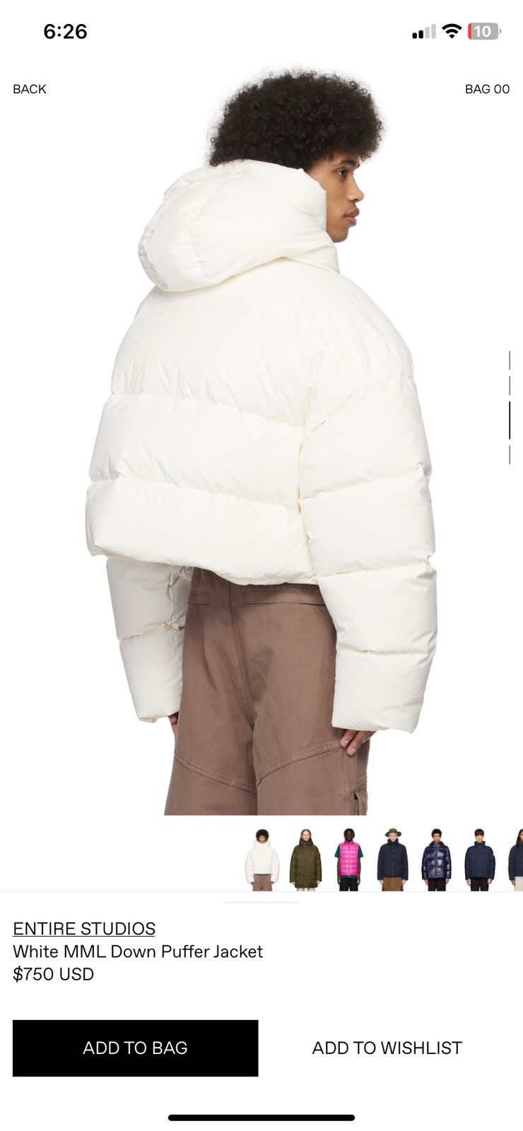 Entire Studios White MML Down Puffer Jacket Size US L / EU 52-54 / 3 - 3 Thumbnail