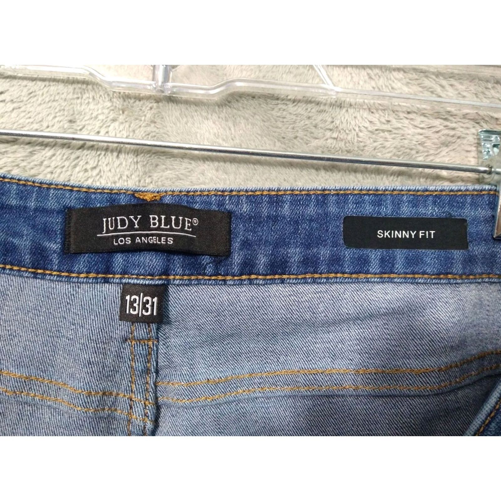 Denime Judy Blue Jeans Womens 13/31 Blue Denim Skinny Fit Mid Rise Distressed Stretch Size 34" / US 12 / IT 48 - 7 Thumbnail