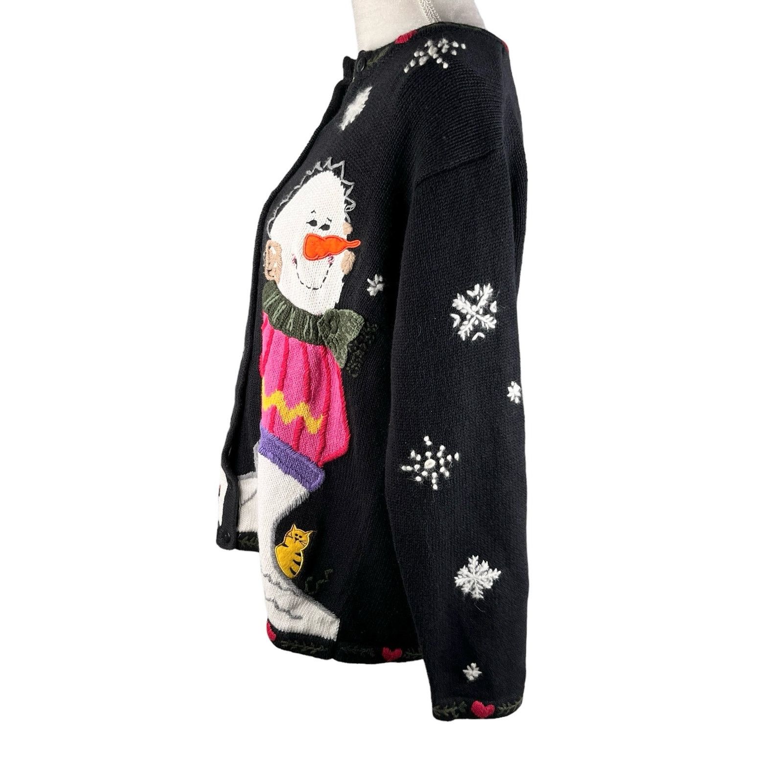 Other Quacker Factory Snowman Sweater M Button Down Embroidered Size M / US 6-8 / IT 42-44 - 12 Thumbnail