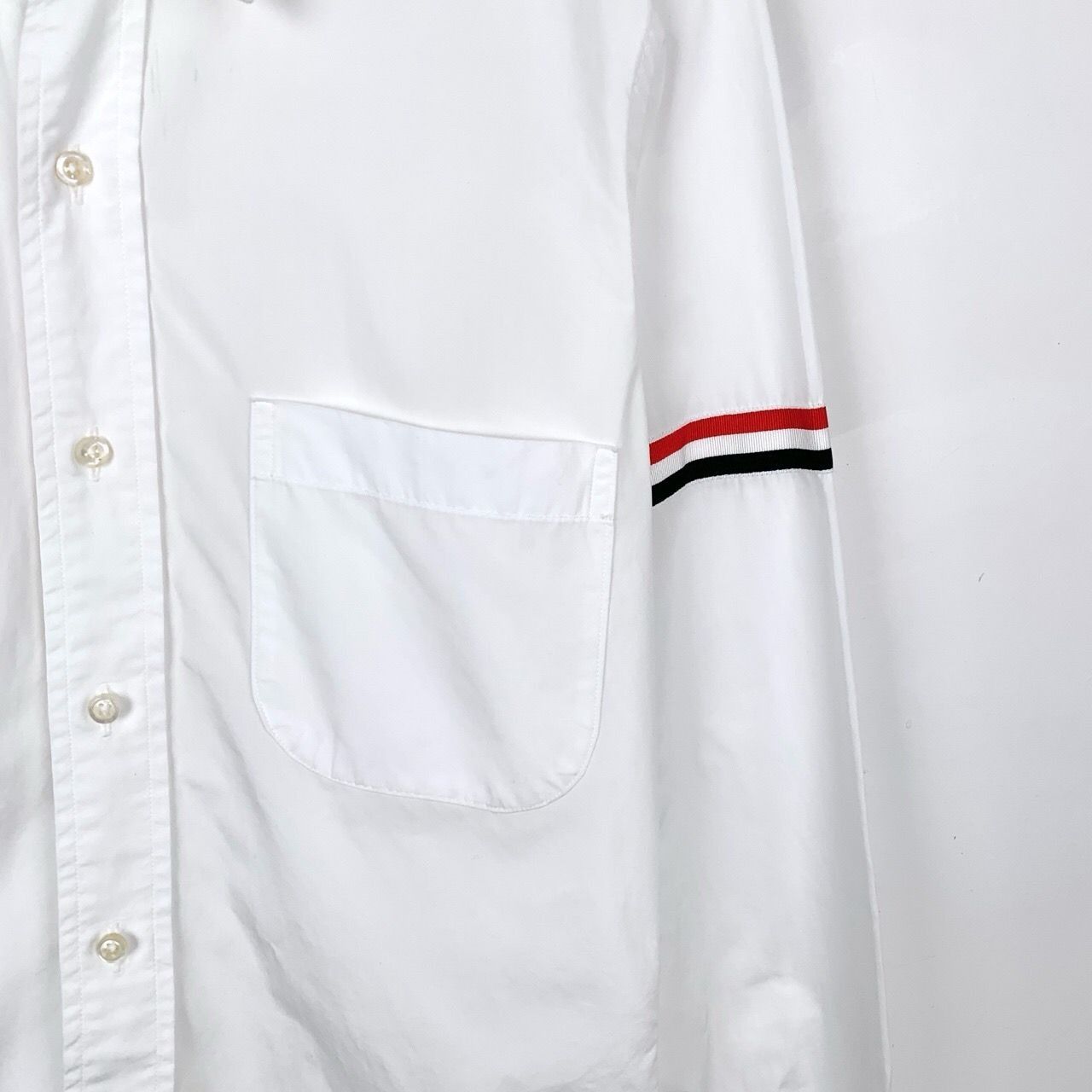 Thom Browne Thom Browne White Cotton Long-Sleeve Shirt W/ Red & Black Ar Size S / US 4 / IT 40 - 6 Thumbnail
