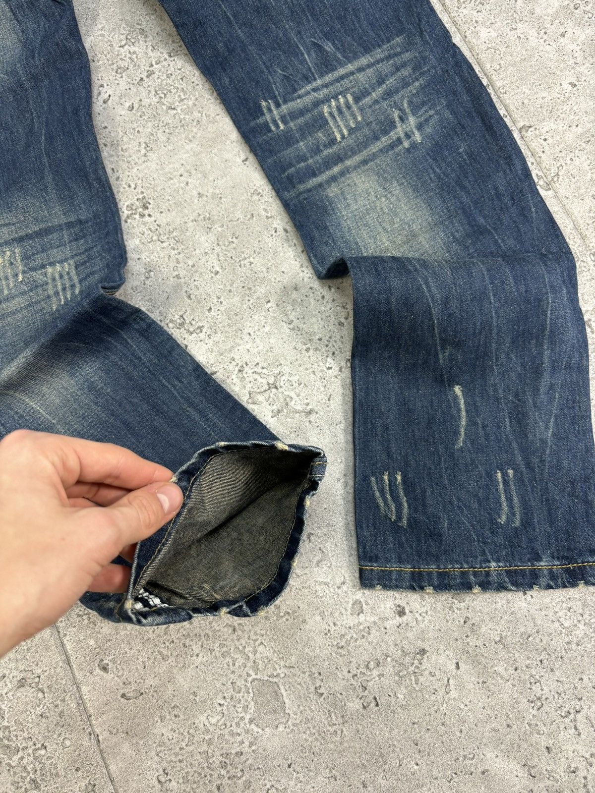 Adidas × Diesel × Vintage RARE Faded Distressed Diesel Adidas Denim Wideleg Pants Size US 32 / EU 48 - 6 Thumbnail