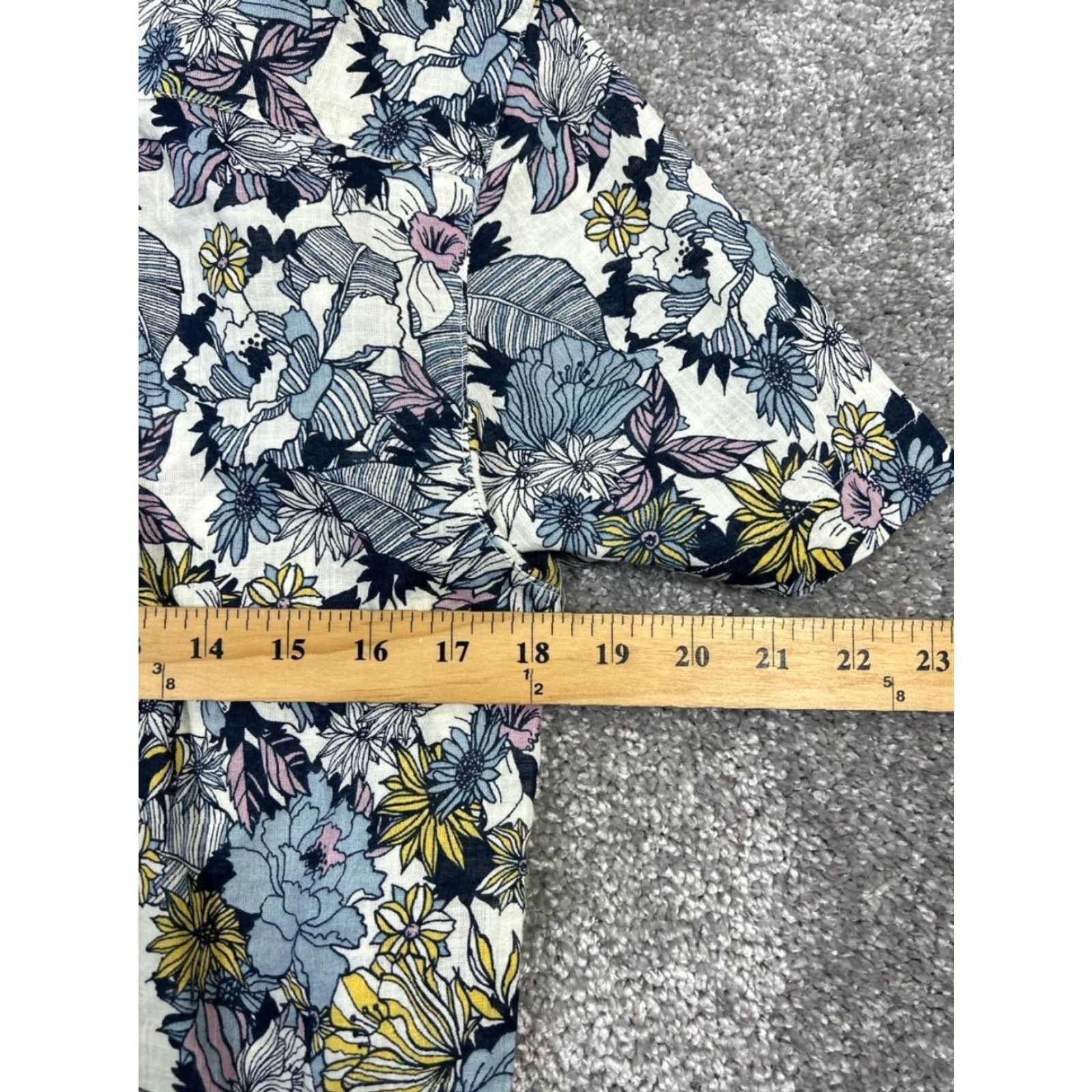 Marine Layer Marine Layer Button-Up Floral Cotton Short Sleeve Button-Down Collared Shirt Navy Blue Pink Yellow Mens L Spring Summer Casual Size US L / EU 52-54 / 3 - 6 Thumbnail