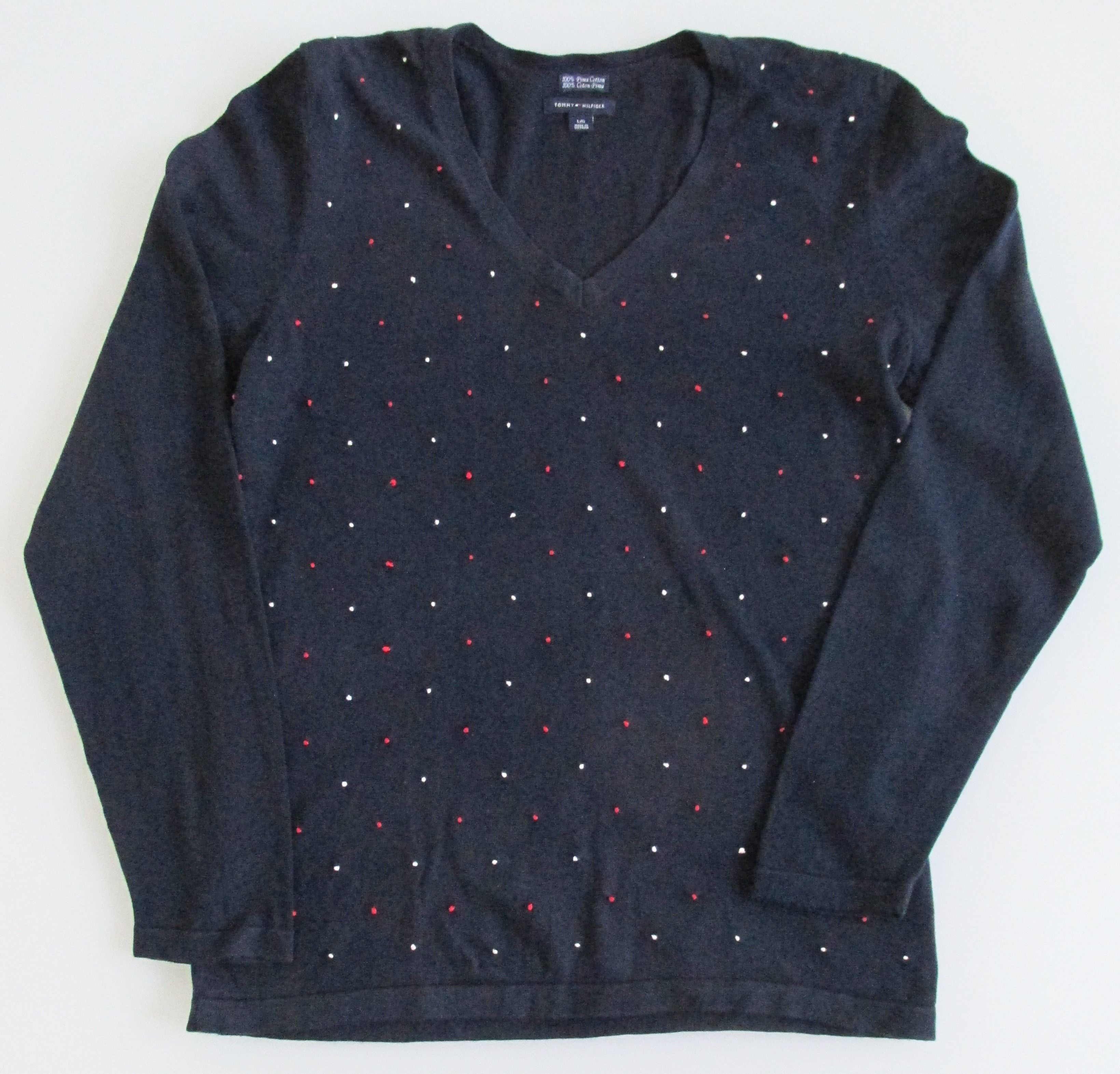 Tommy Hilfiger Tommy Hilfiger Women's V-Neck Cotton Sweaters Size Large Size L / US 10 / IT 46 - 1 Thumbnail
