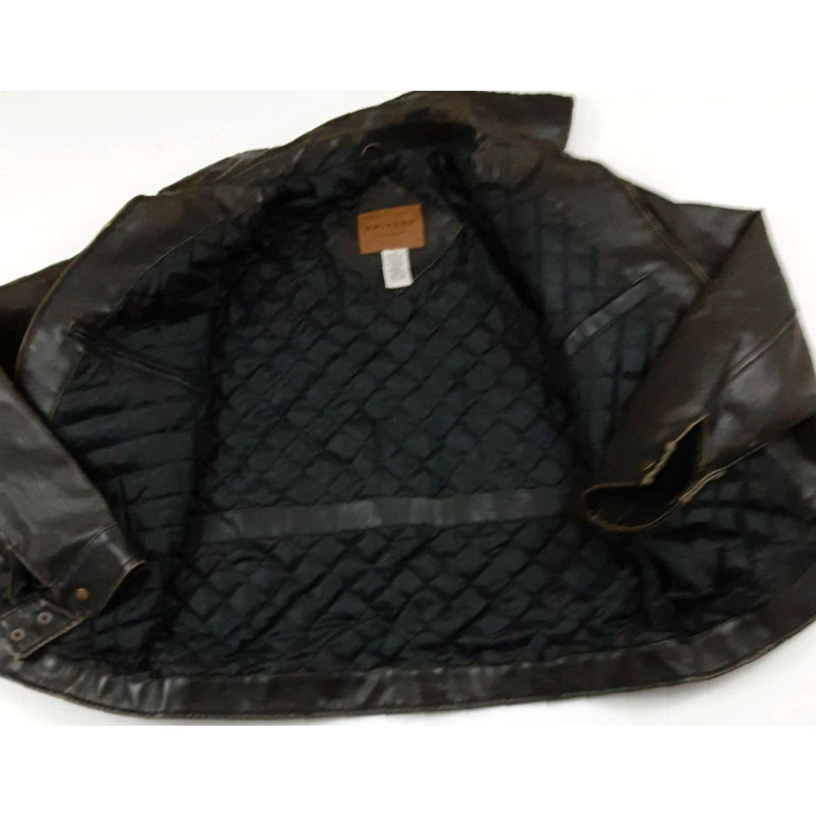 Vintage VINTAGE Arizona Leather Jacket Motorcycle Jacket Large L Brown Distressed Faux Leather Quilted Liner Men Zipper Size US L / EU 52-54 / 3 - 3 Thumbnail