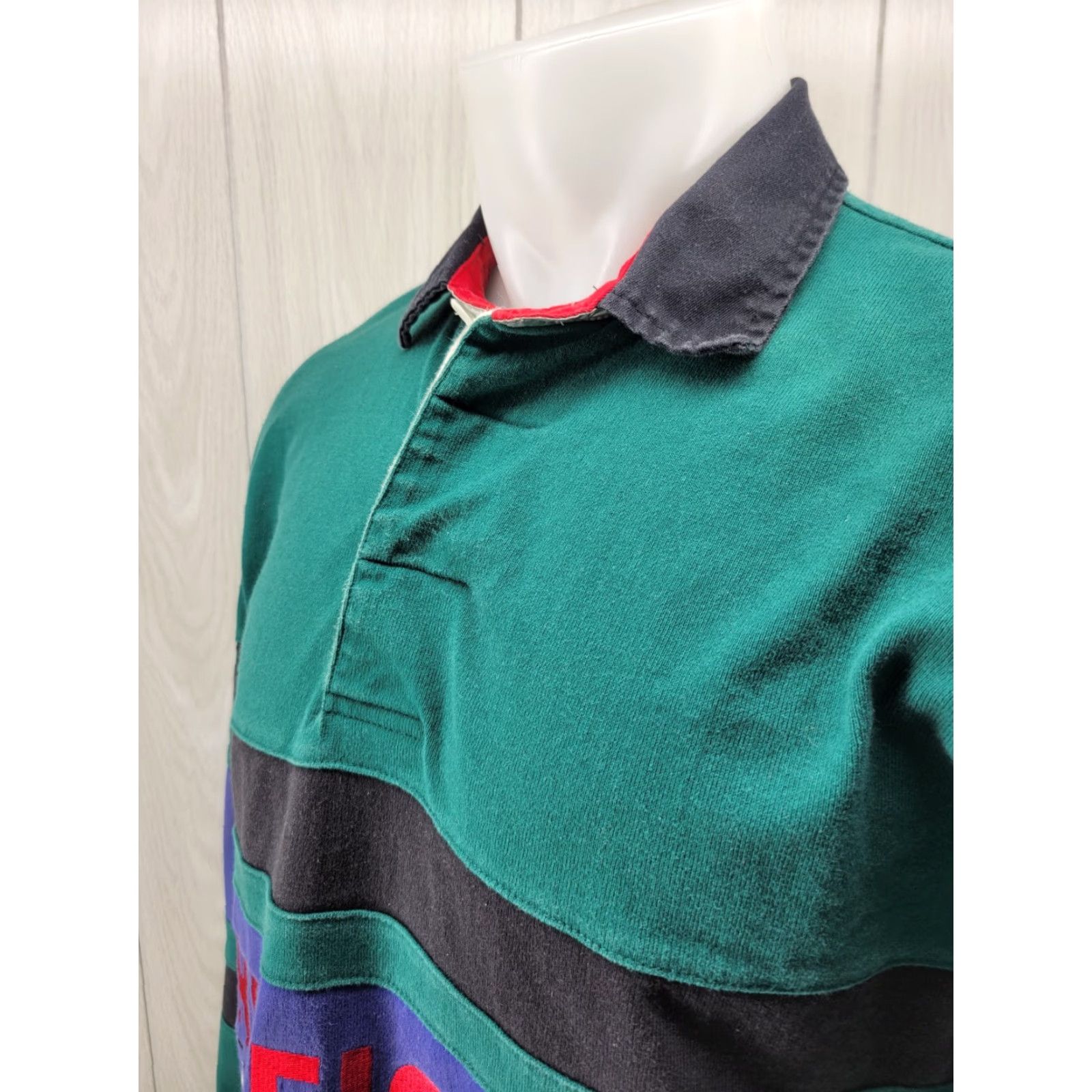Tommy Hilfiger VTG Tommy Hilfiger Athletic Gear Polo Long Sleeve Color Block Size Med Shirt Mens Color Green 1990s Rugby Athletic Shirt Size US M / EU 48-50 / 2 - 3 Thumbnail