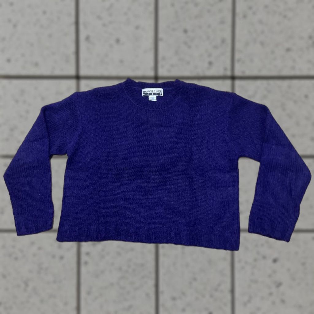 Vintage VINTAGE Reference Point Sweater Wool Mohair Women S Royal Purple 90s Crop Knit Pullover Long Sleeve V-Neck Button Sheep? (Wait) Size S / US 4 / IT 40 - 1 Thumbnail