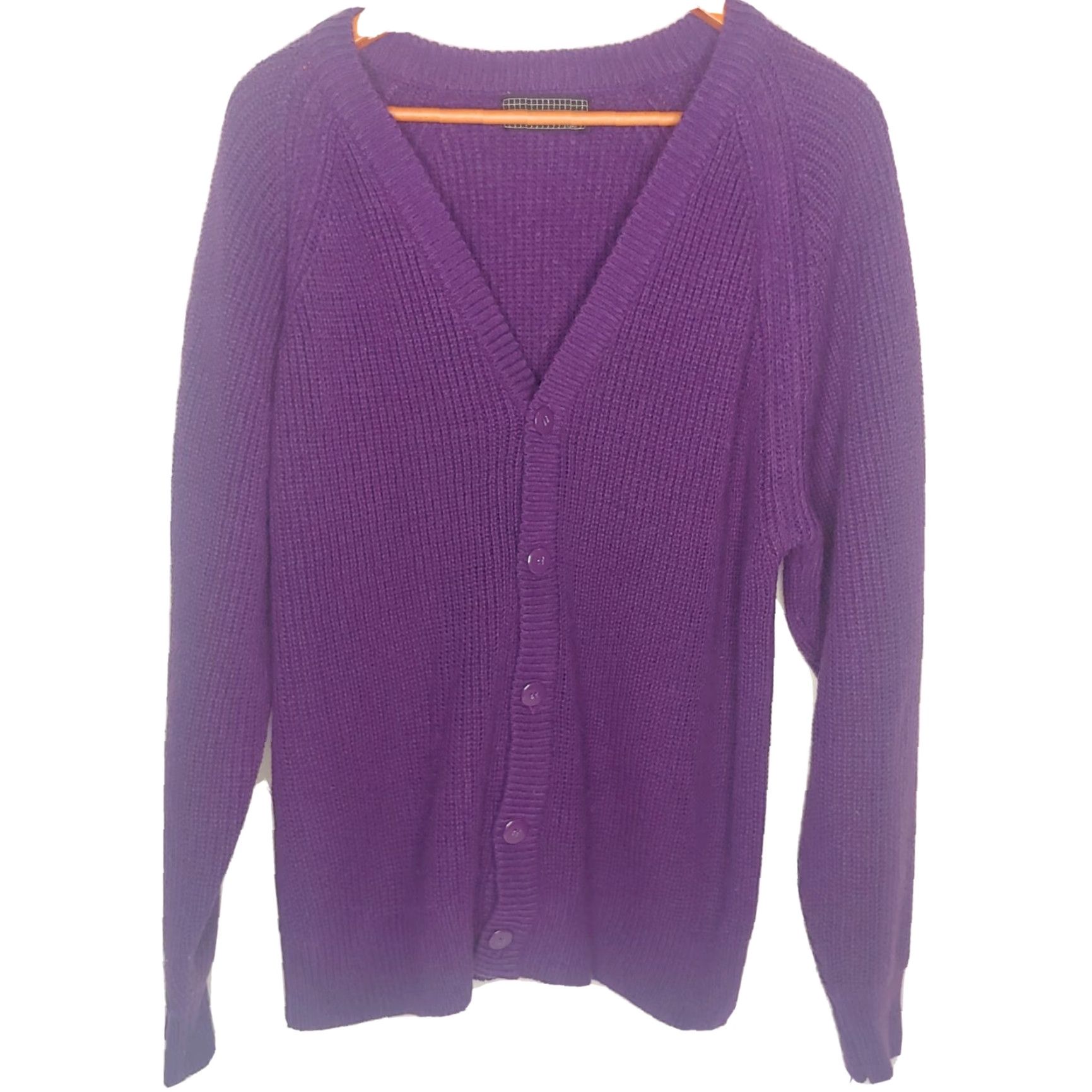 Vintage VINTAGE Expressions Cardigan Sweater Shirt Women L/XL Purple 1990s Retro V-Neck Mens? No—Women. Size L / US 10 / IT 46 - 2 Thumbnail