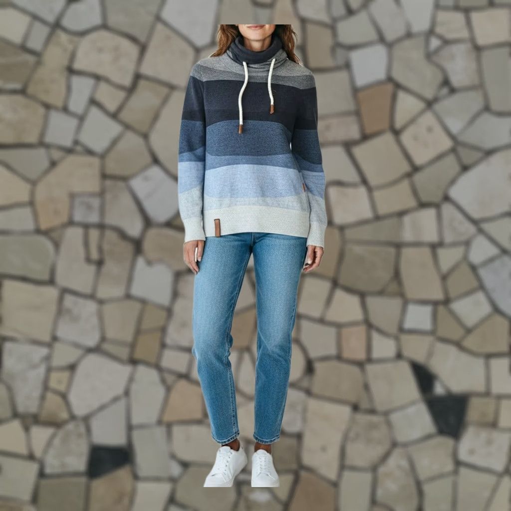 Vintage Naketano Sweatshirt Women's Small Pullover Striped High Collar Blue Size S / US 4 / IT 40 - 1 Thumbnail