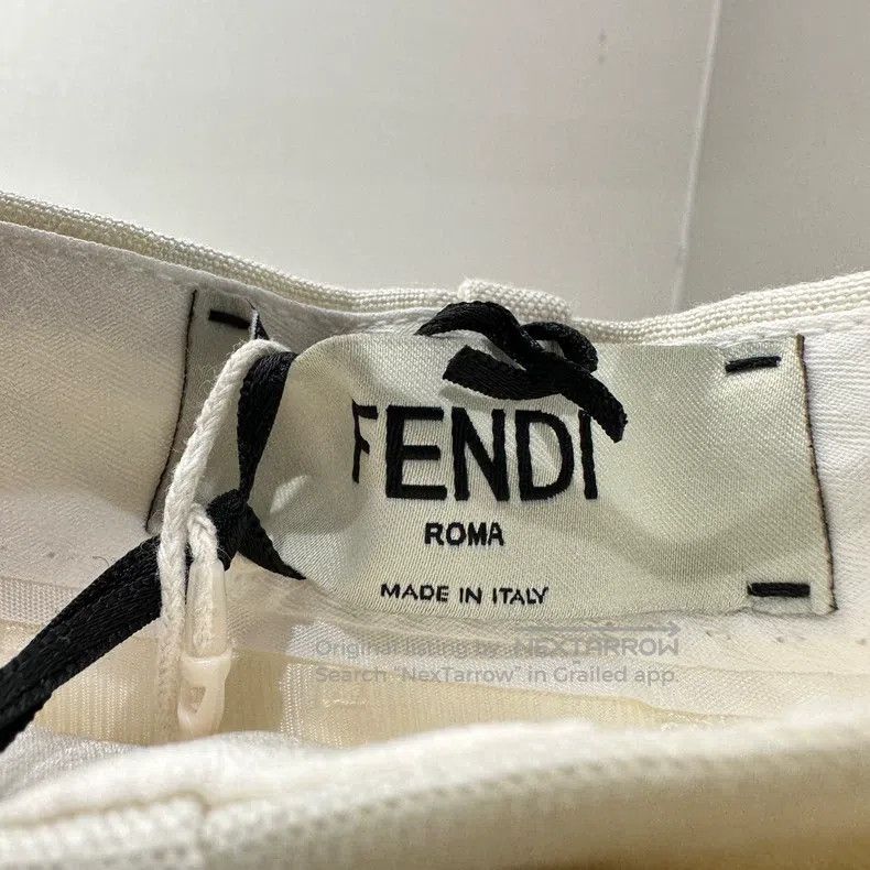 Fendi Fendi Linen Double F Embroidered Casual Trousers Size 26" / US 2 / IT 38 - 3 Thumbnail