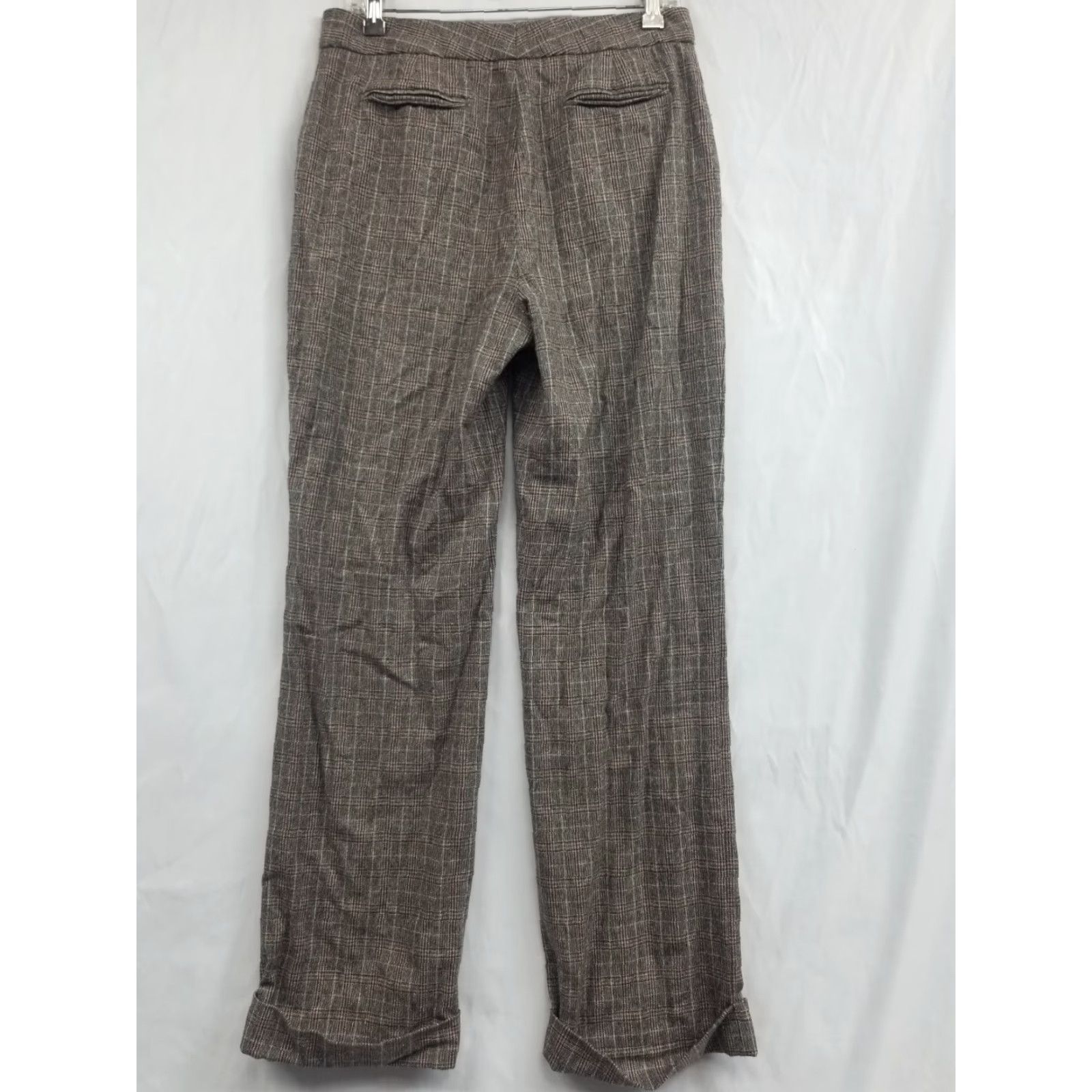 Massimo Dutti Massimo Dutti Trousers Women Straight Wool Blend Brown Size 10 Comfort Geometric Pattern Size 32" / US 10 / IT 46 - 2 Thumbnail