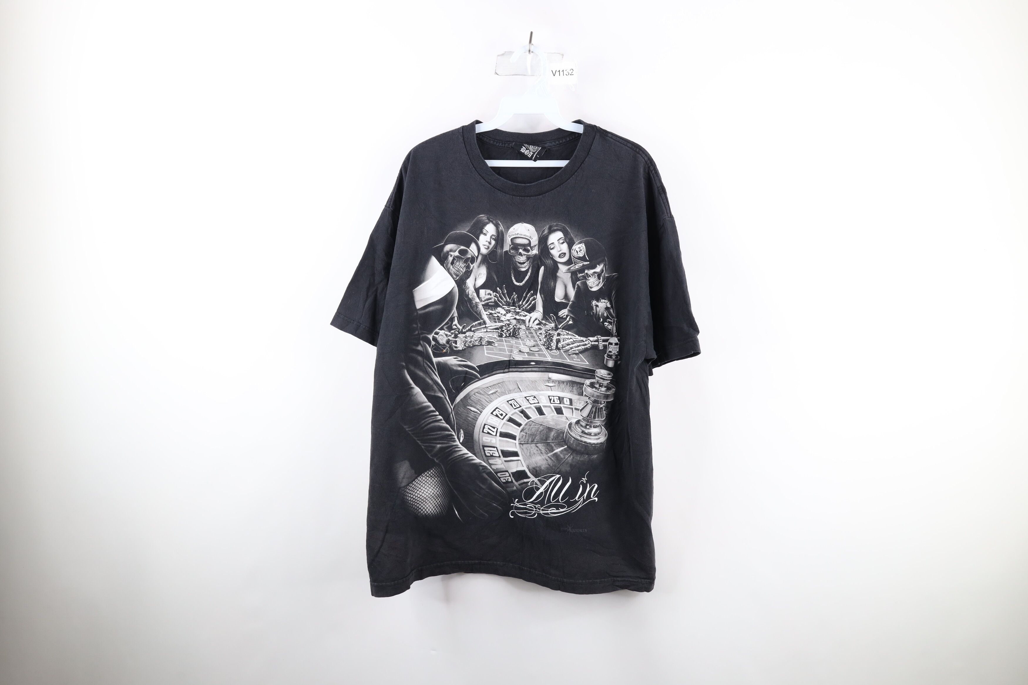 Vintage Streetwear Girl Gambling Skeleton Hip Hop T-Shirt Black Size US XL / EU 56 / 4 - 1 Preview
