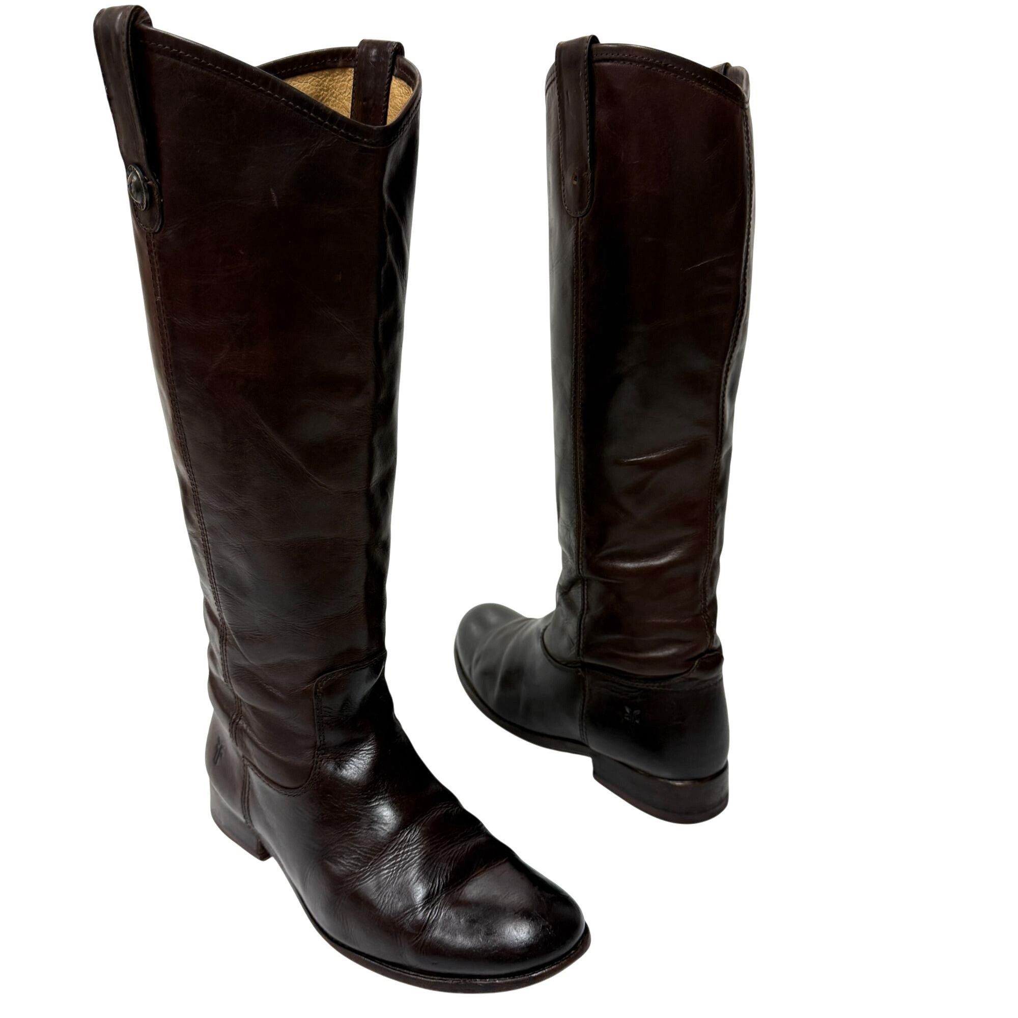 Frye Vtg Frye Melissa 4015 Chocolate Brown Leather TALL Boots Size US 7 / IT 37 - 2 Thumbnail