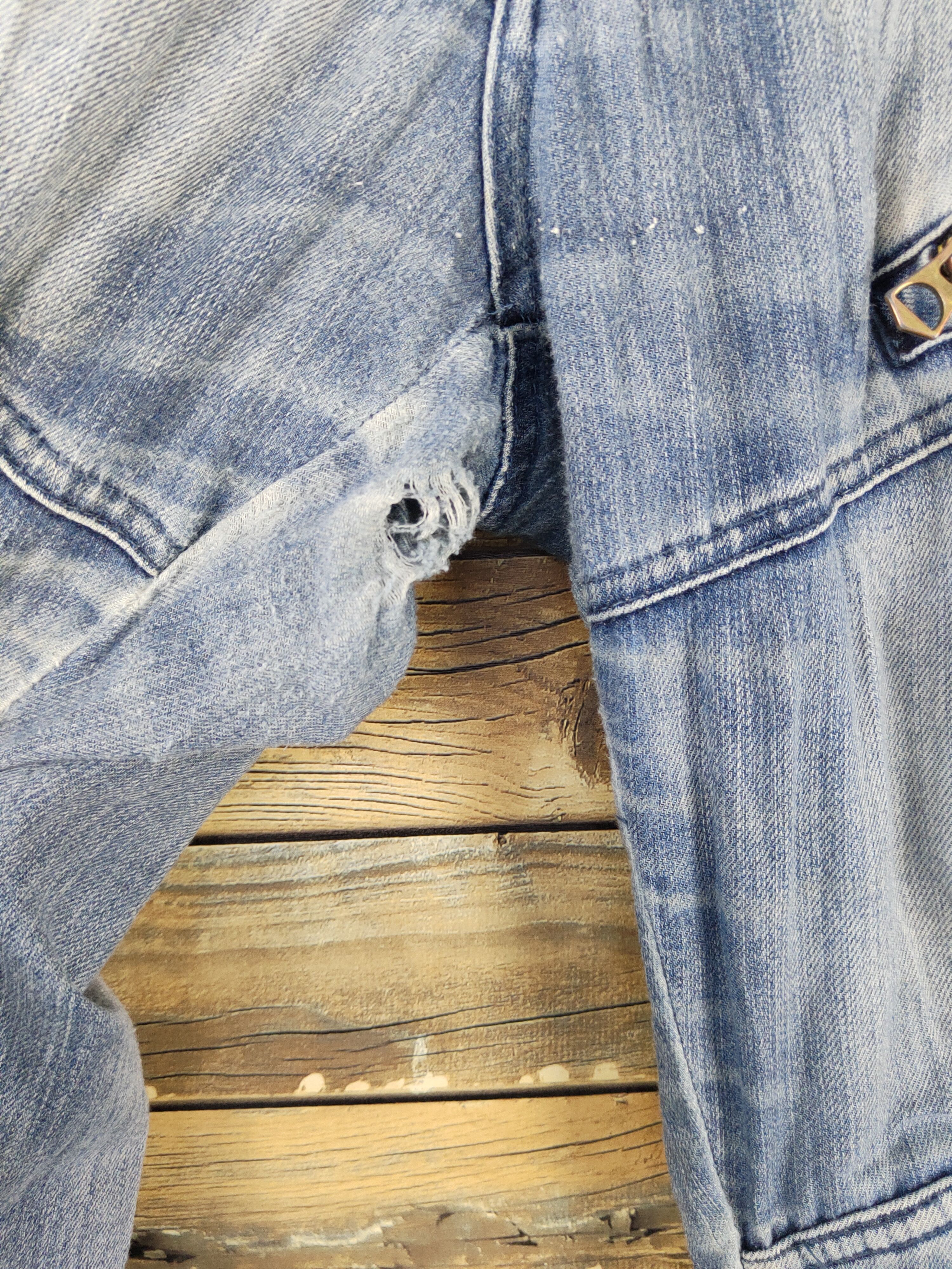 Japanese Brand FieldCore Blue Distressed Ripped Jogger Jeans #W2080 Size US 33 - 3 Thumbnail