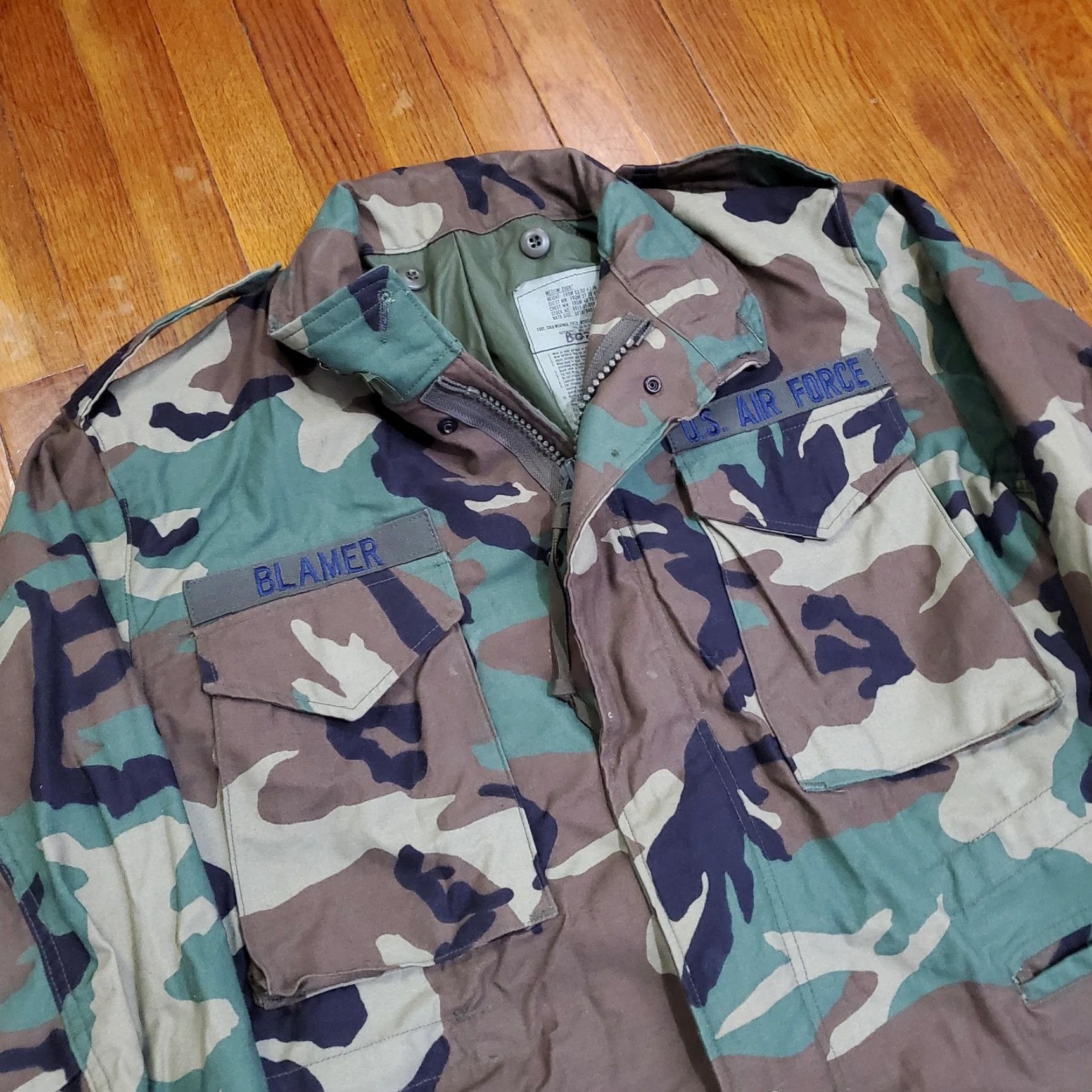 Vintage VINTAGE M65 Field Jacket Us Air Force Mens Medium Short Woodland Camo Coat 90s Military Zip Size US 31 - 4 Thumbnail