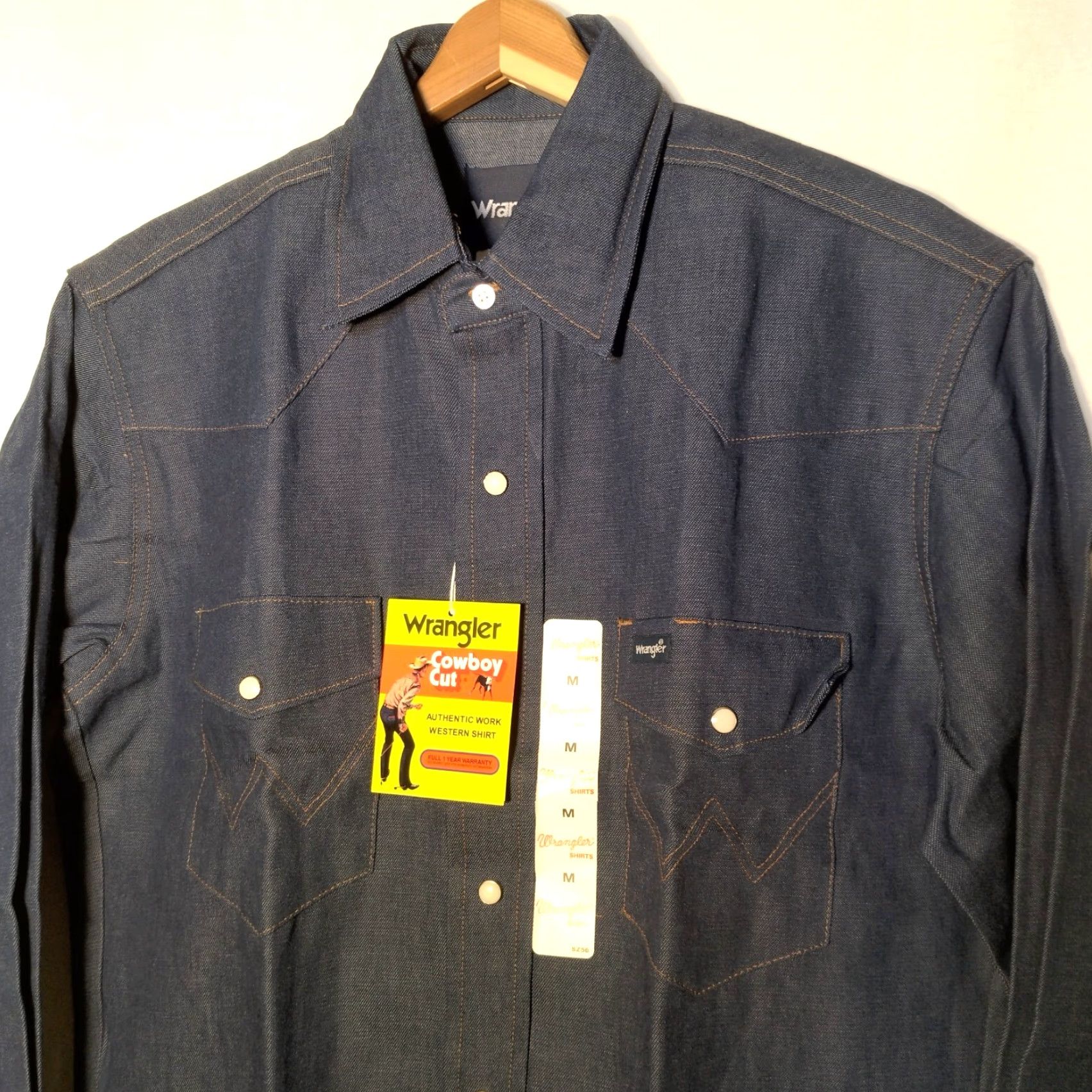 Wrangler VINTAGE Wrangler Cowboy Cut Western Work Shirt M Blue Denim Chambray Pearl Snap Workwear Shirt Size US M / EU 48-50 / 2 - 2 Thumbnail