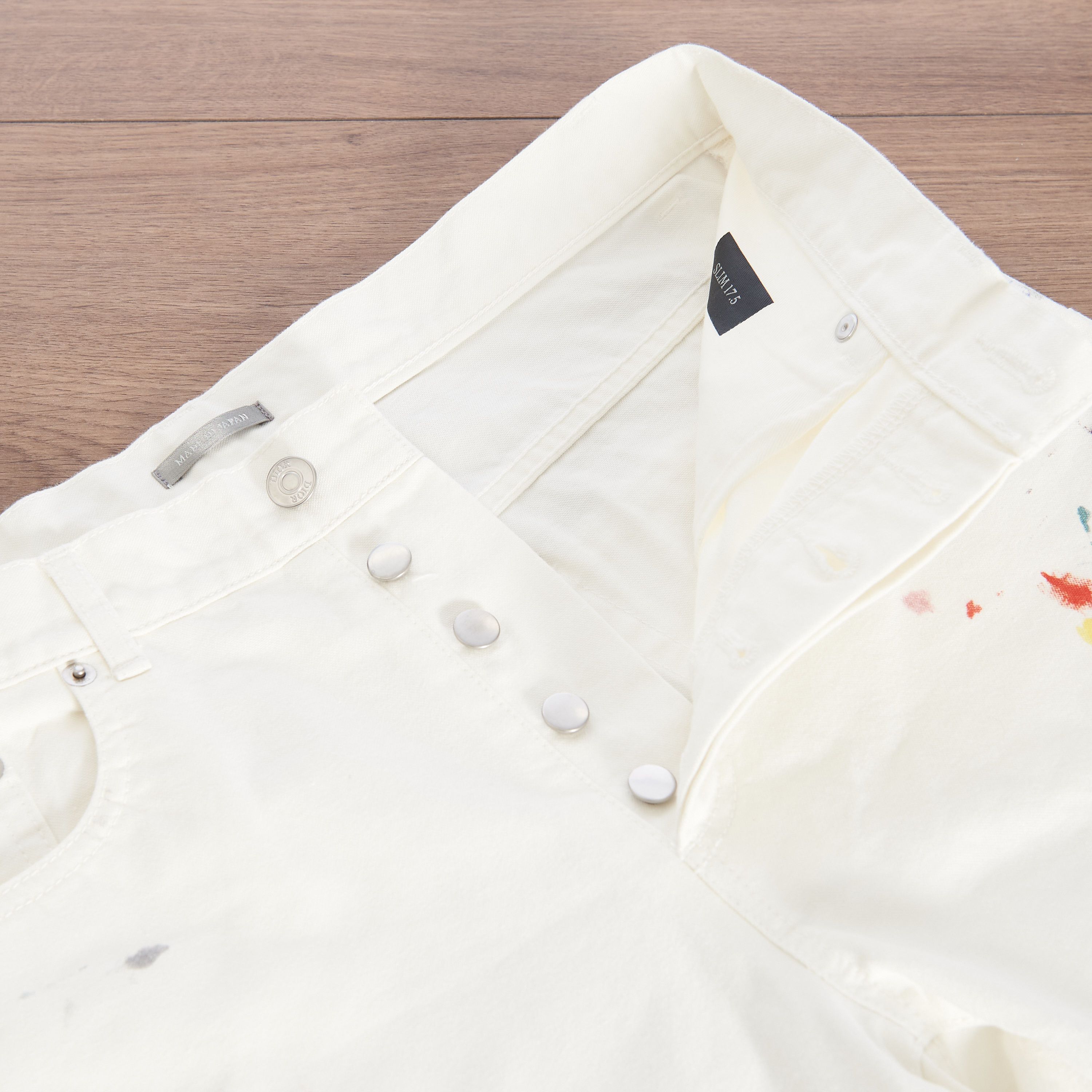 Dior Slimfit Jeans In White Cotton Denim with Paint Print Size US 32 / EU 48 - 11 Thumbnail