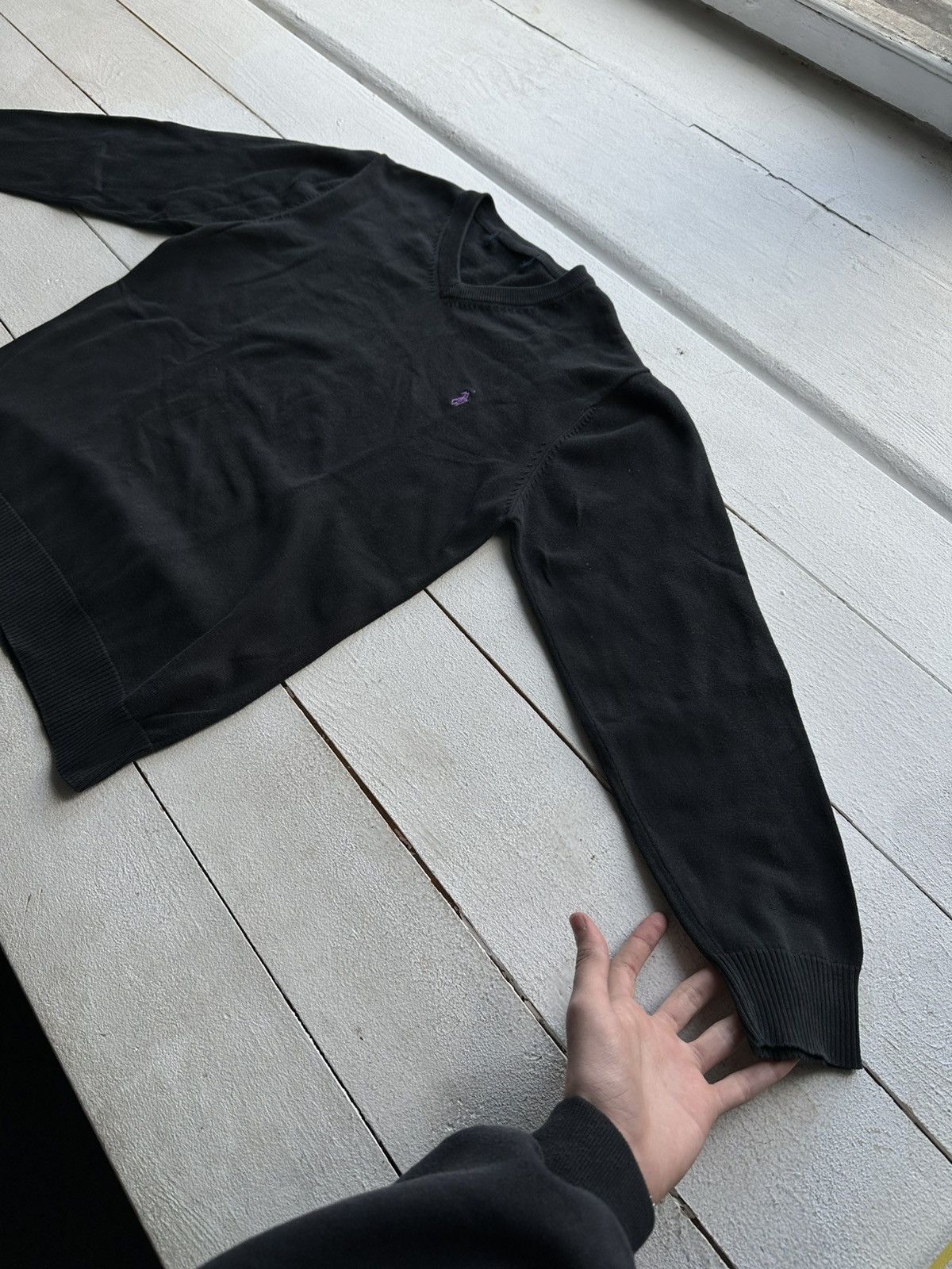 Designer × Polo Ralph Lauren × Vintage 🚨Ralph Lauren Purple logo black light sweater vintage Size US M / EU 48-50 / 2 - 5 Thumbnail