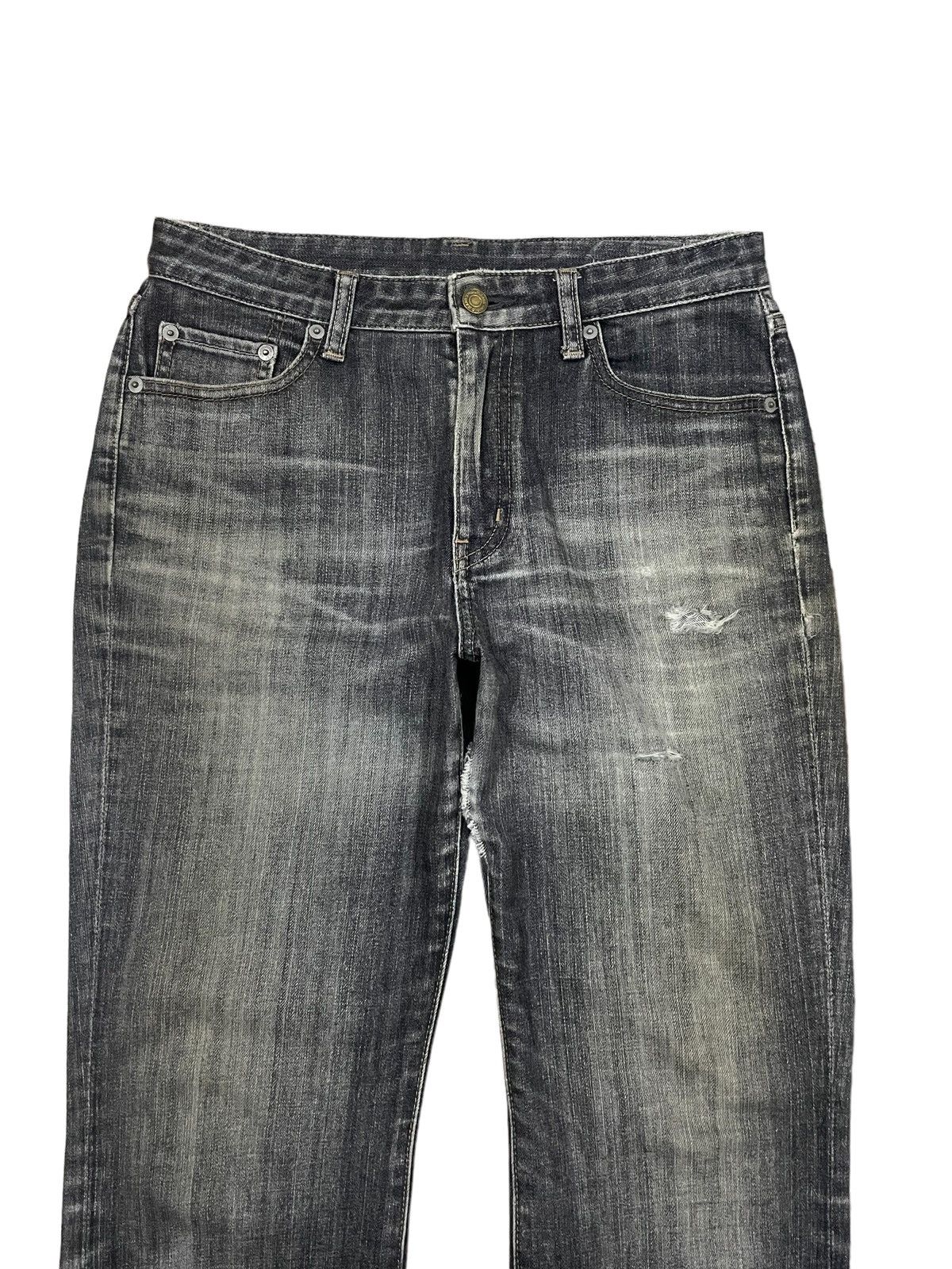 Jun Takahashi Vintage Y2K Japanese Denim Grey Wash Ripped Bootcut Jeans Size US 29 - 2 Thumbnail